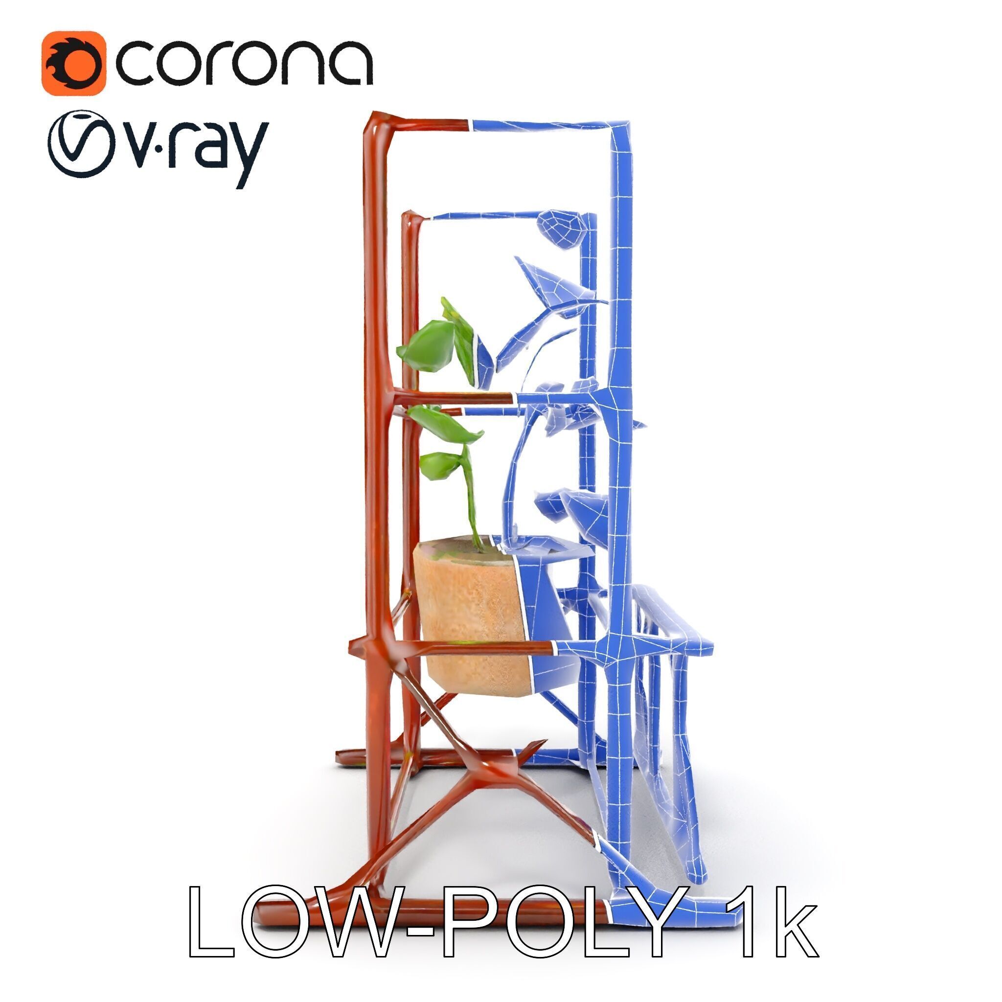 Rustic Iron Plant Stand model pack Low-poly 3D model_28