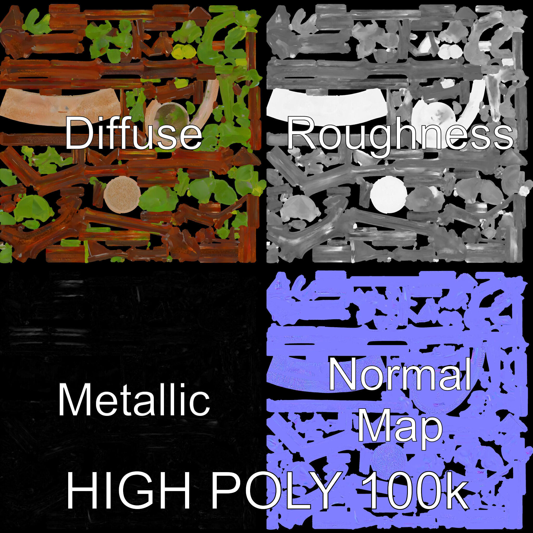 Rustic Iron Plant Stand model pack Low-poly 3D model_3