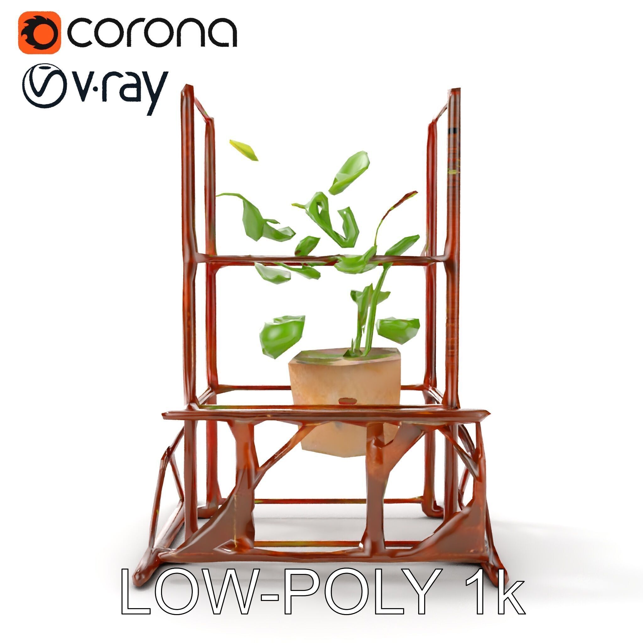 Rustic Iron Plant Stand model pack Low-poly 3D model_15