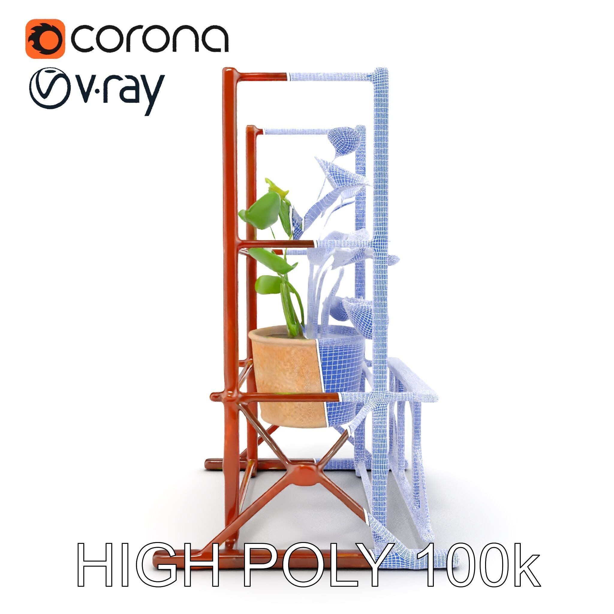 Rustic Iron Plant Stand model pack Low-poly 3D model_35