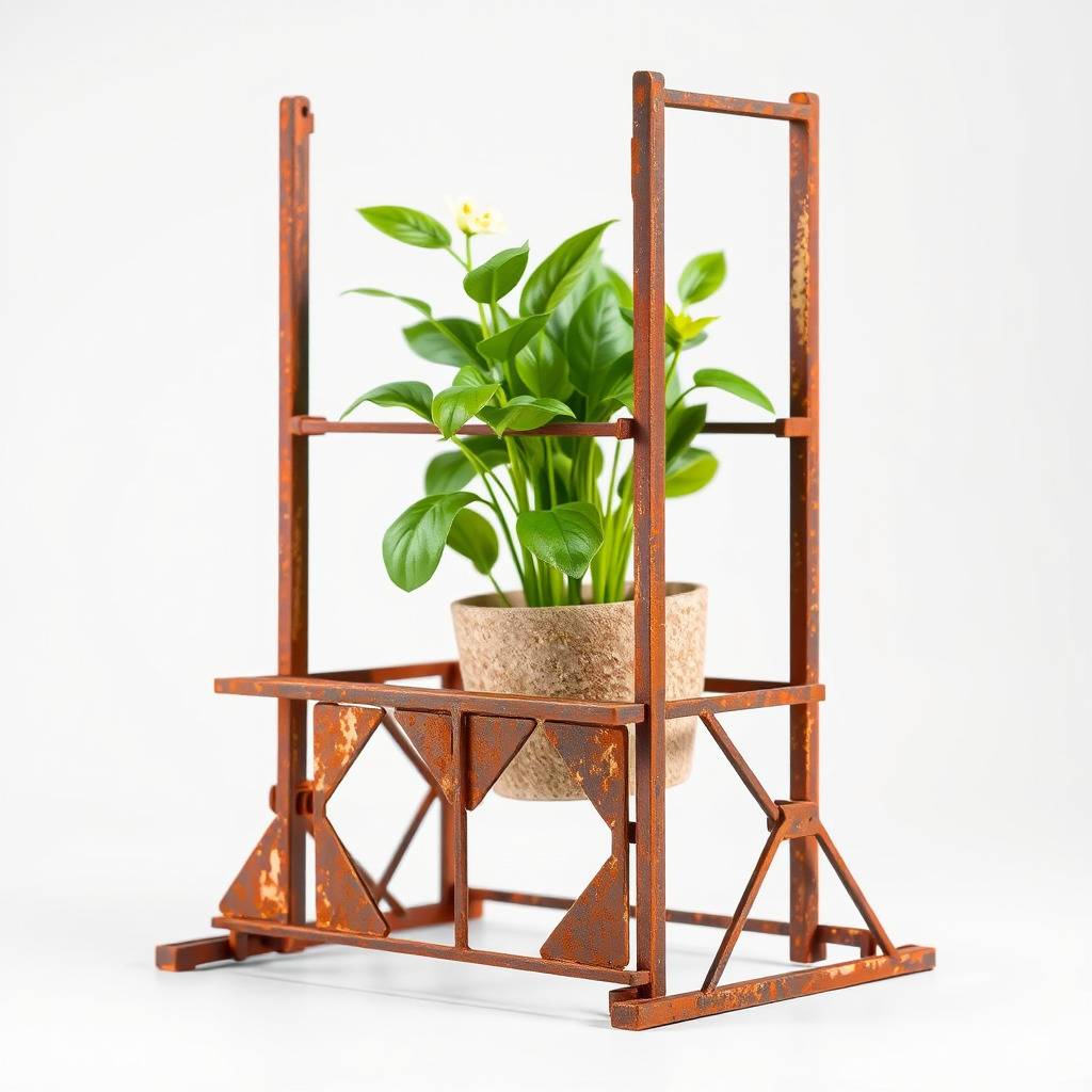 Rustic Iron Plant Stand model pack Low-poly 3D model_2