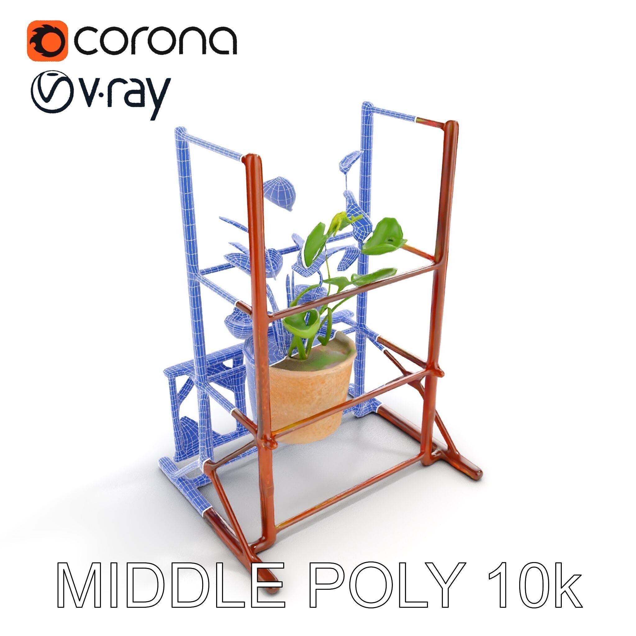 Rustic Iron Plant Stand model pack Low-poly 3D model_21