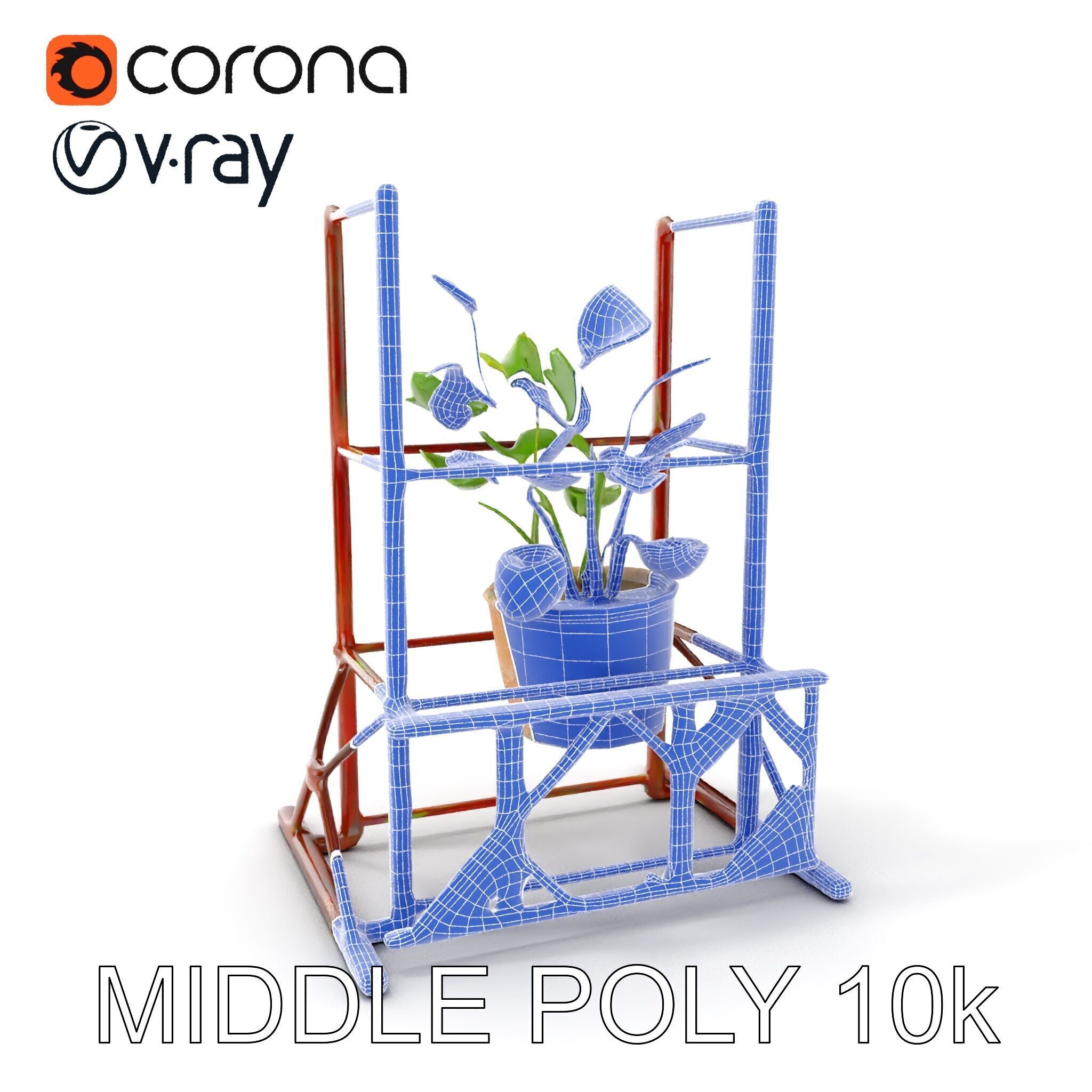 Rustic Iron Plant Stand model pack Low-poly 3D model_30