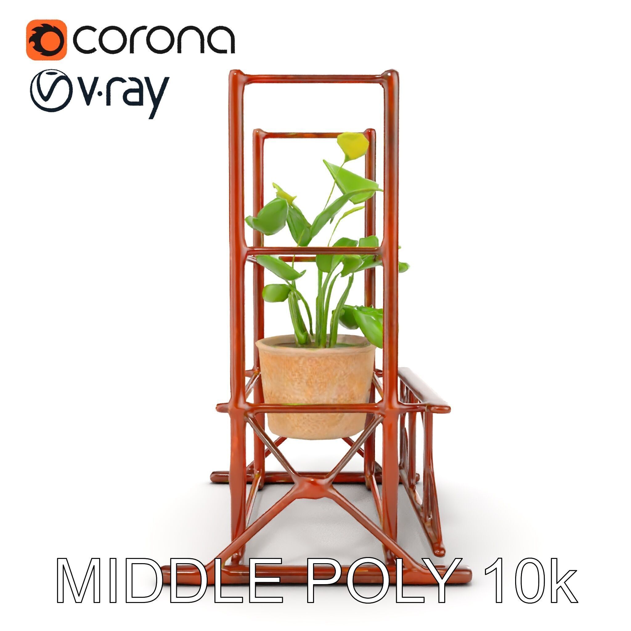 Rustic Iron Plant Stand model pack Low-poly 3D model_17