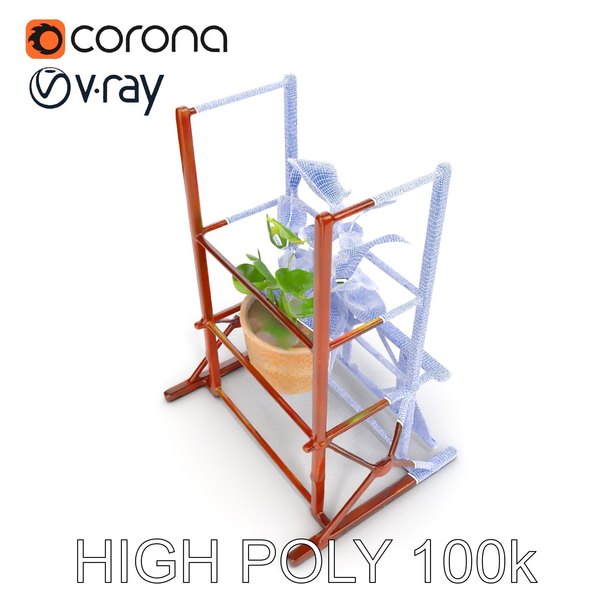 Rustic Iron Plant Stand model pack Low-poly 3D model_26