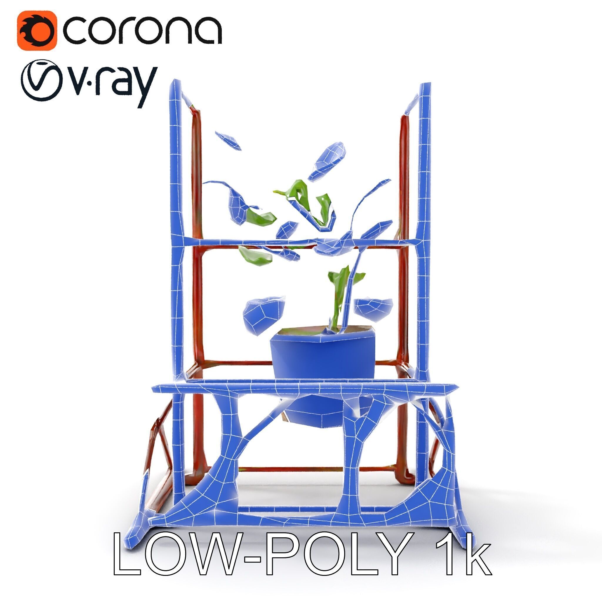 Rustic Iron Plant Stand model pack Low-poly 3D model_18