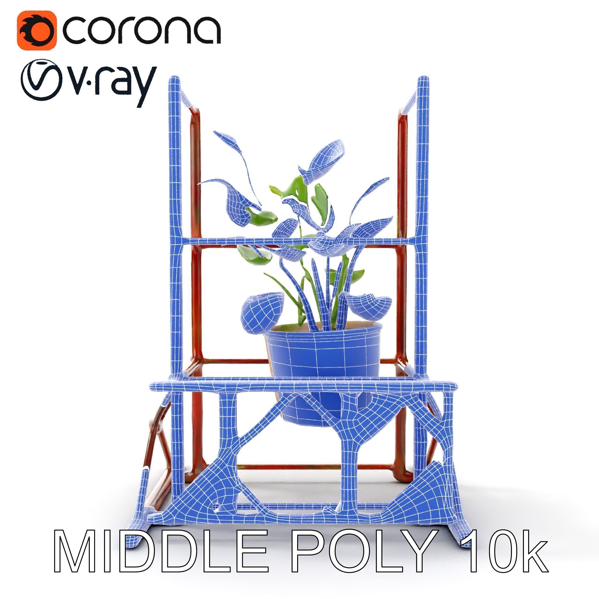 Rustic Iron Plant Stand model pack Low-poly 3D model_27