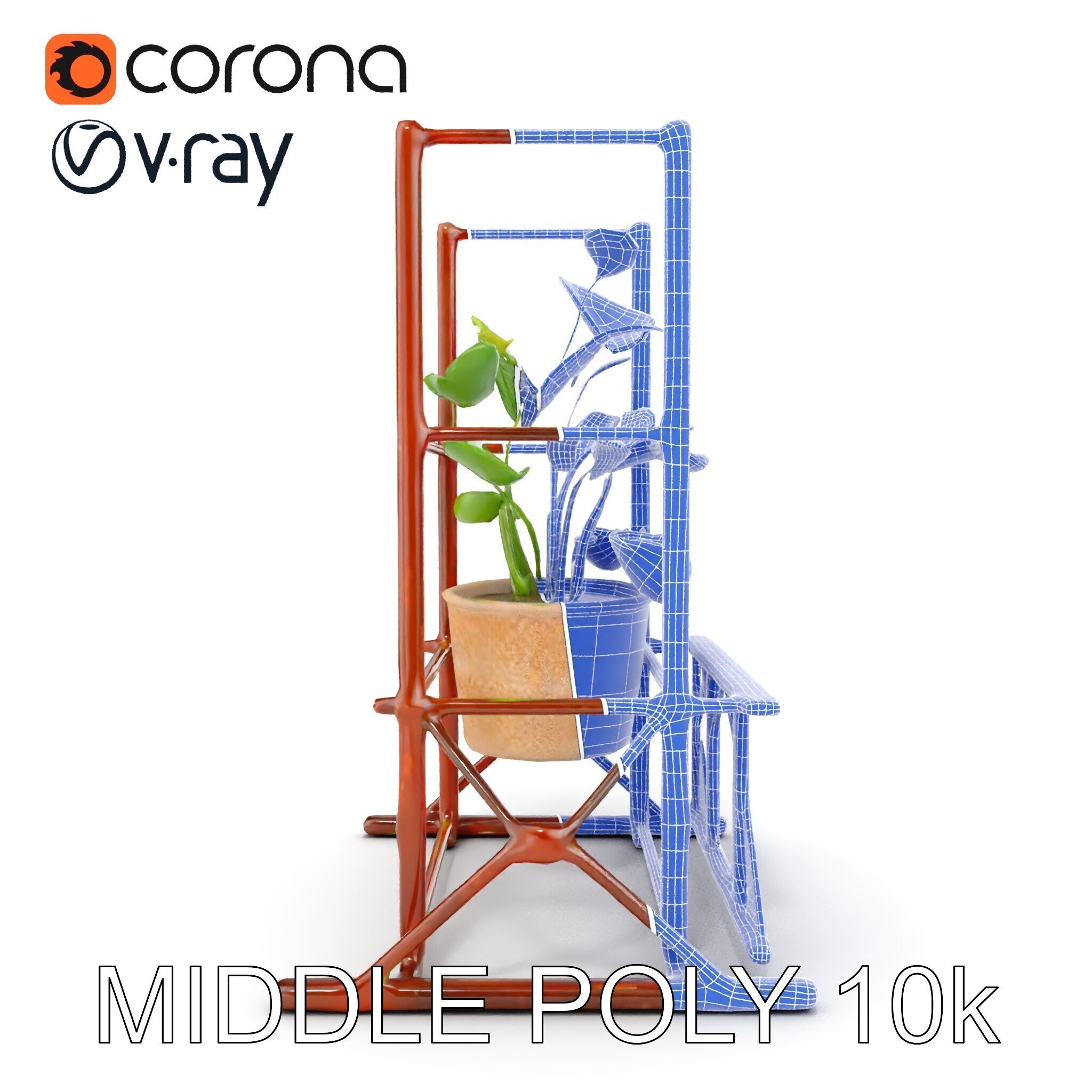 Rustic Iron Plant Stand model pack Low-poly 3D model_14