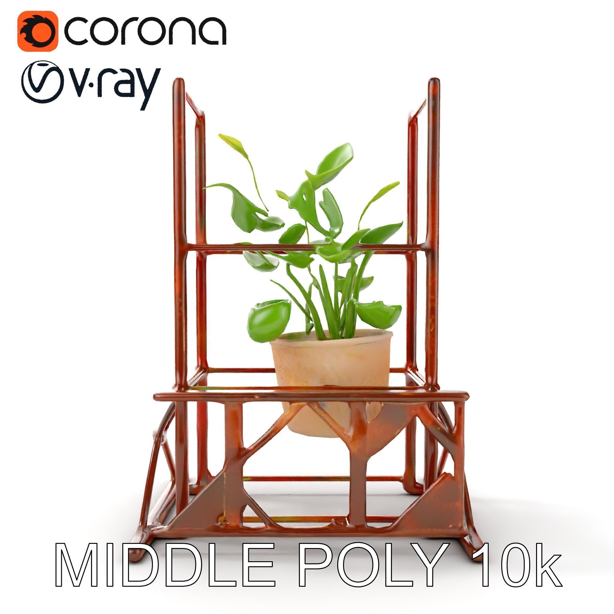 Rustic Iron Plant Stand model pack Low-poly 3D model_19