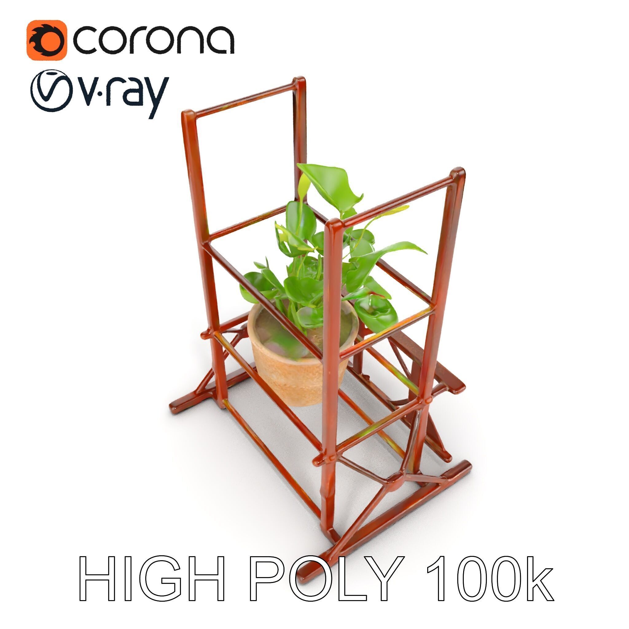 Rustic Iron Plant Stand model pack Low-poly 3D model_23