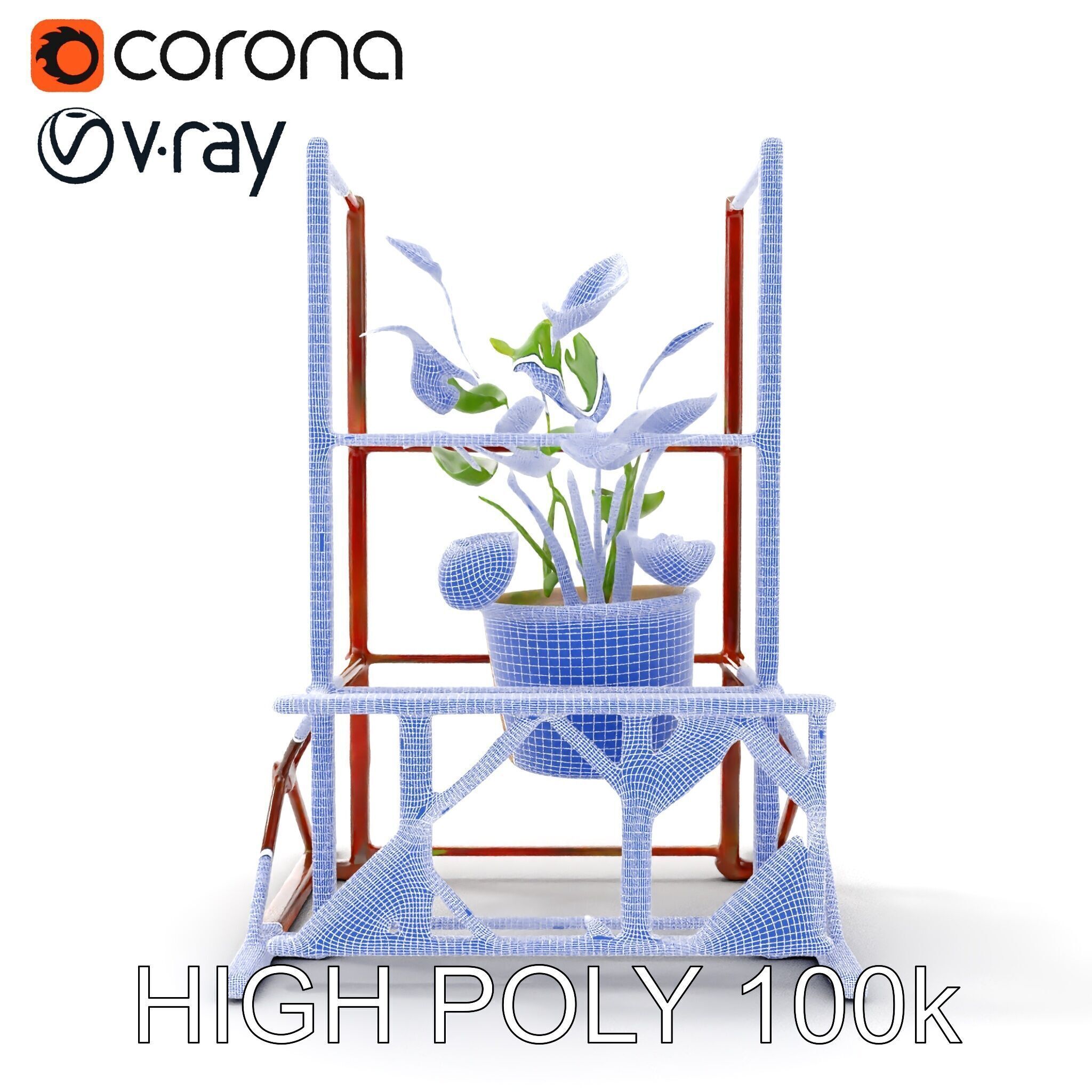 Rustic Iron Plant Stand model pack Low-poly 3D model_32
