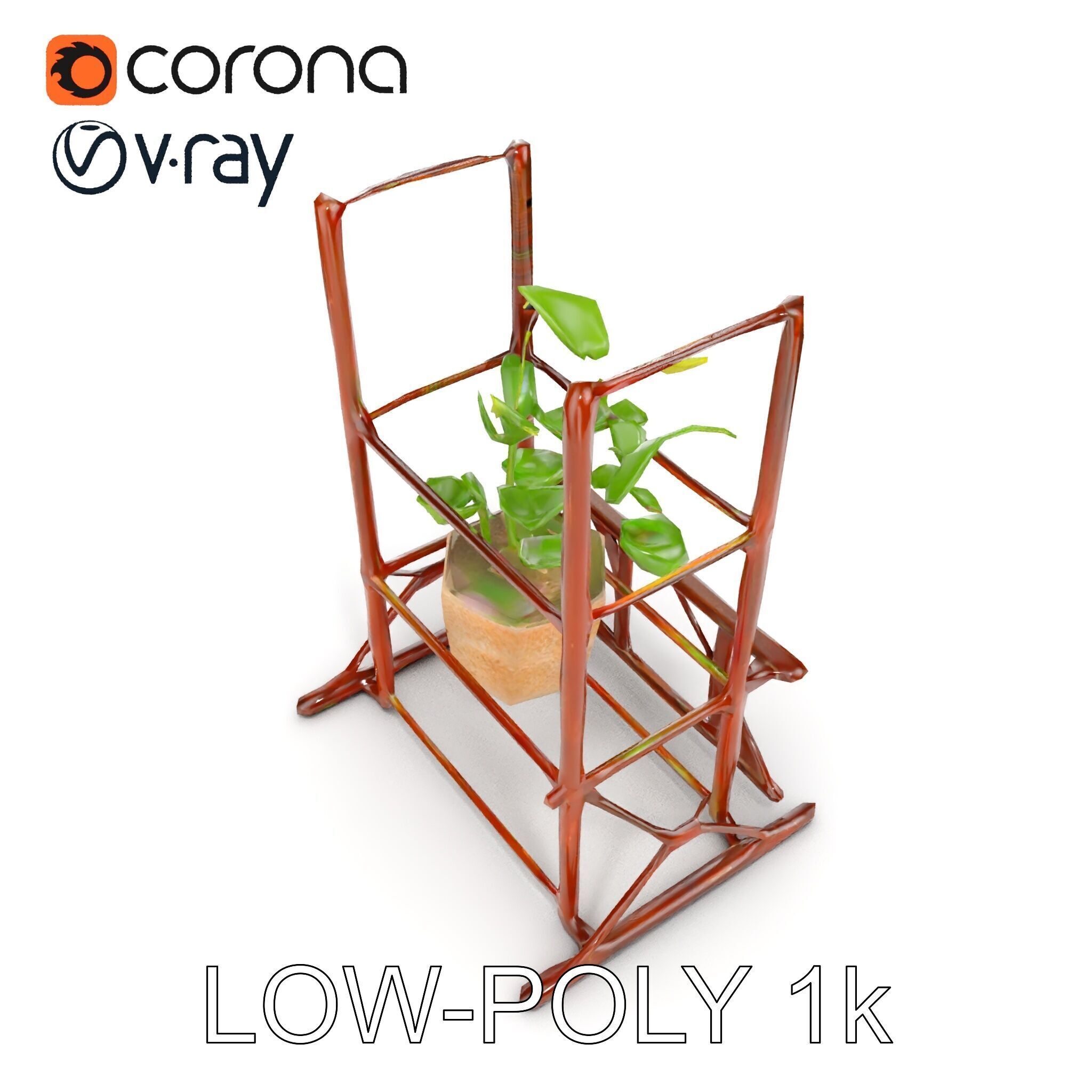 Rustic Iron Plant Stand model pack Low-poly 3D model_12