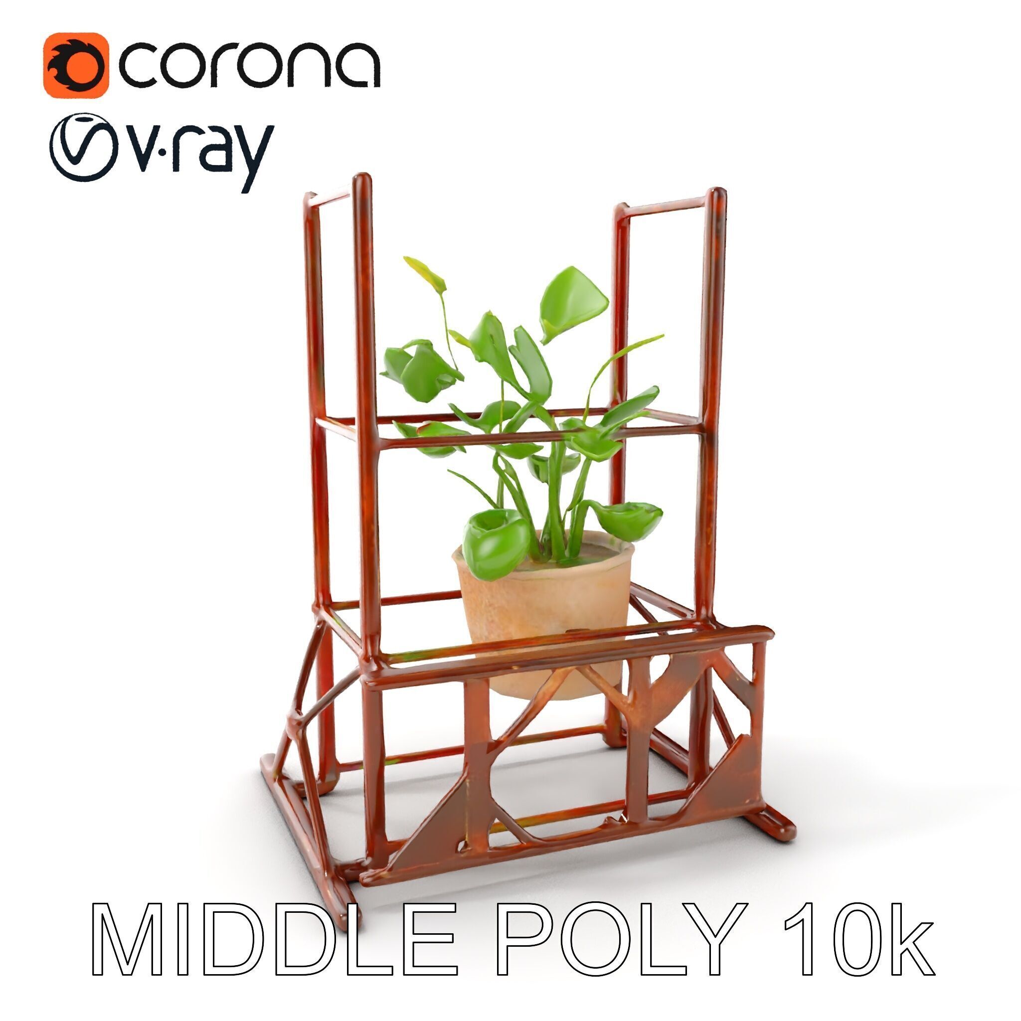 Rustic Iron Plant Stand model pack Low-poly 3D model_11