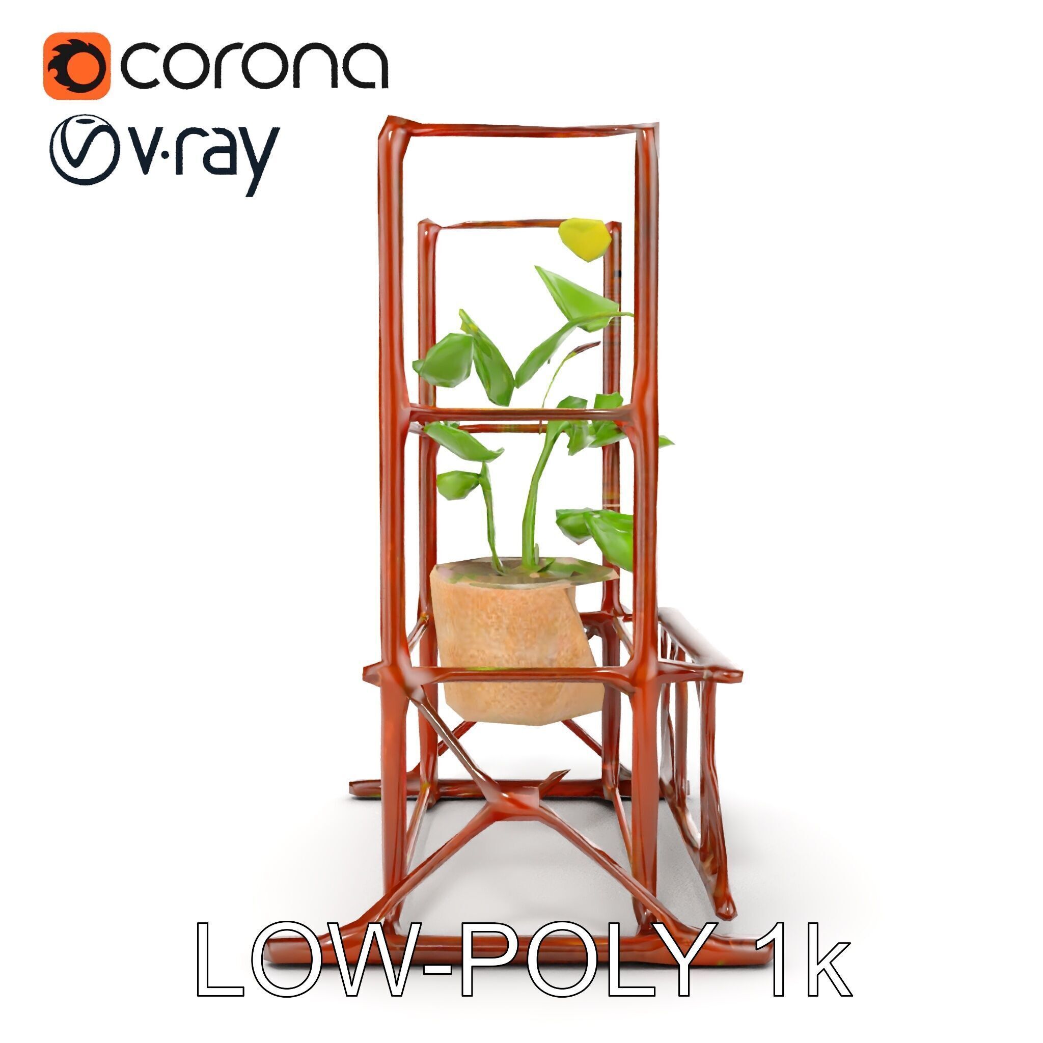 Rustic Iron Plant Stand model pack Low-poly 3D model_25