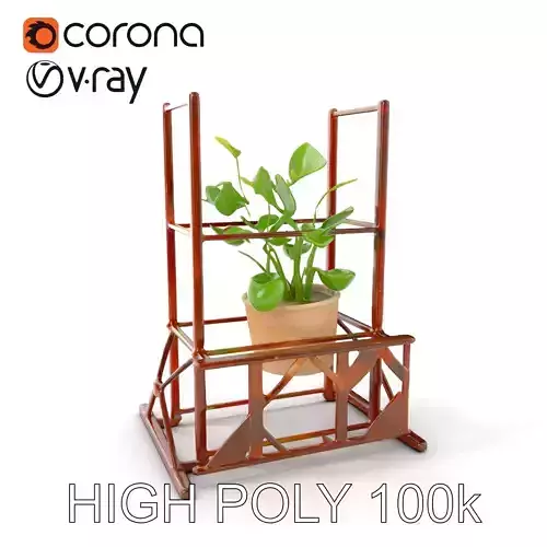 Rustic Iron Plant Stand model pack Low-poly 3D model