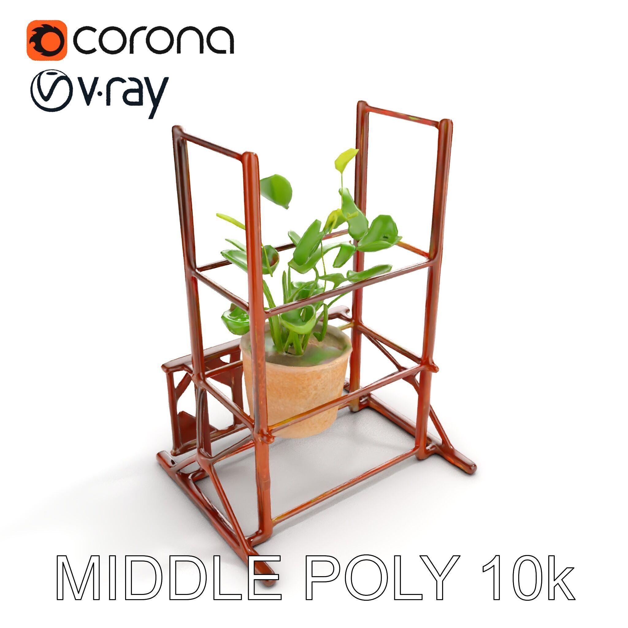 Rustic Iron Plant Stand model pack Low-poly 3D model_6