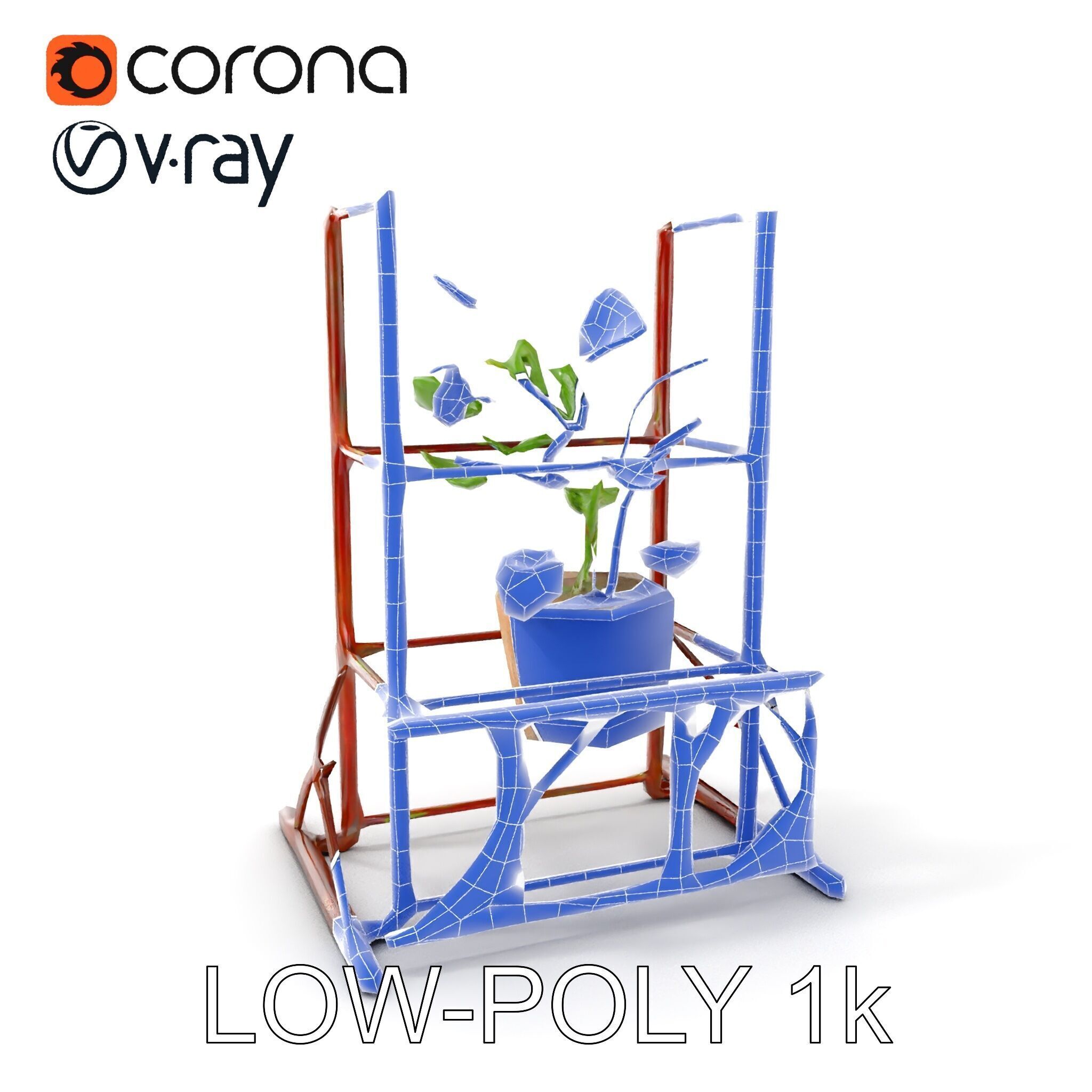 Rustic Iron Plant Stand model pack Low-poly 3D model_22