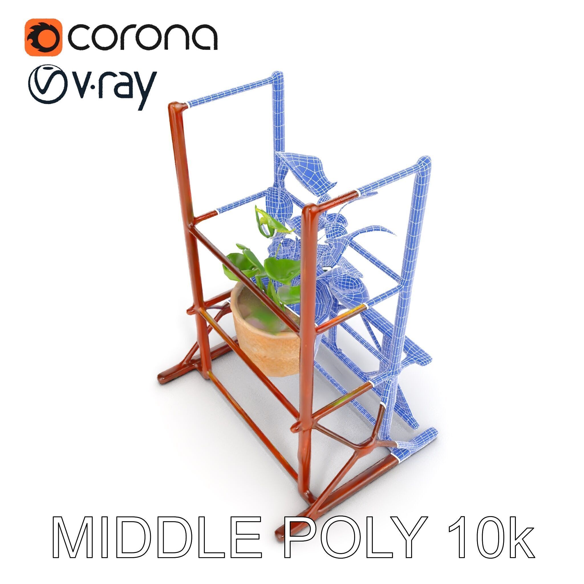 Rustic Iron Plant Stand model pack Low-poly 3D model_24