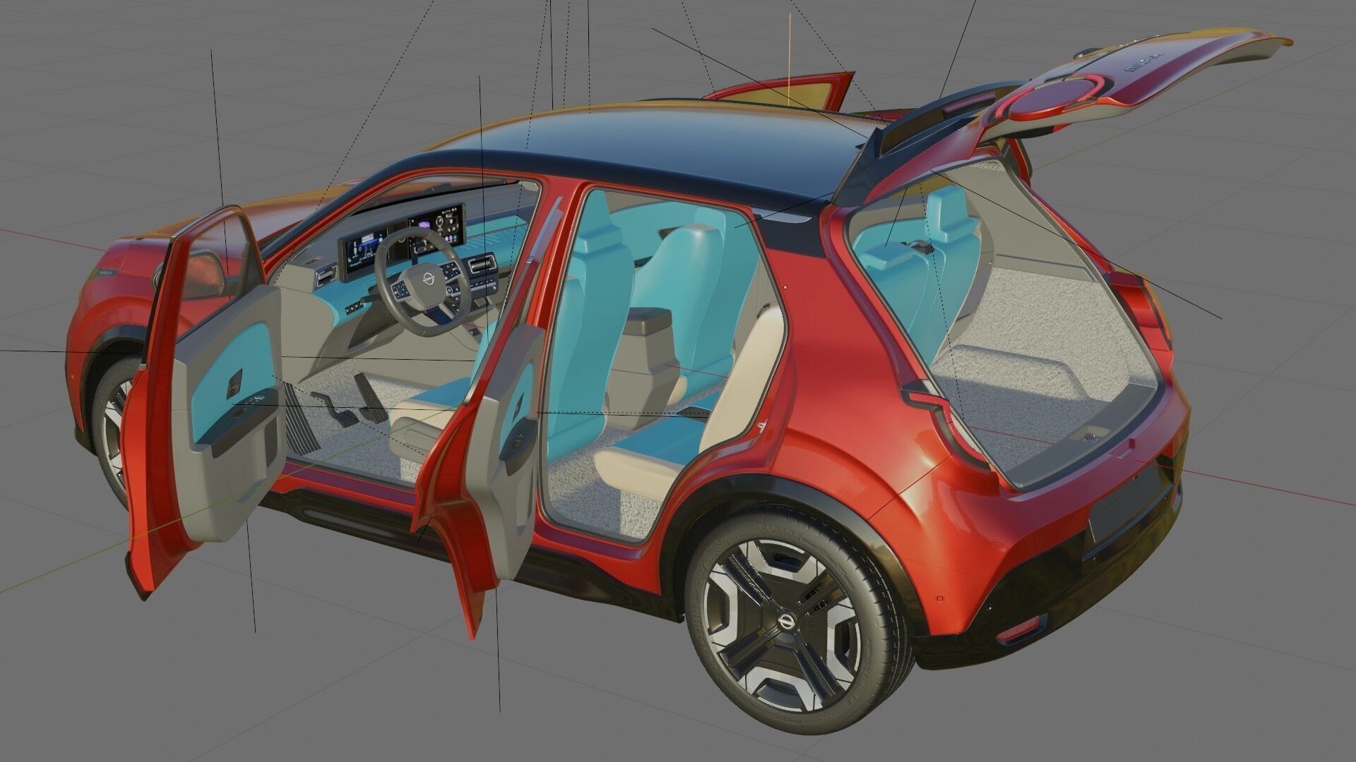 Nissan Micra EV 2026 with interior 3D model_26