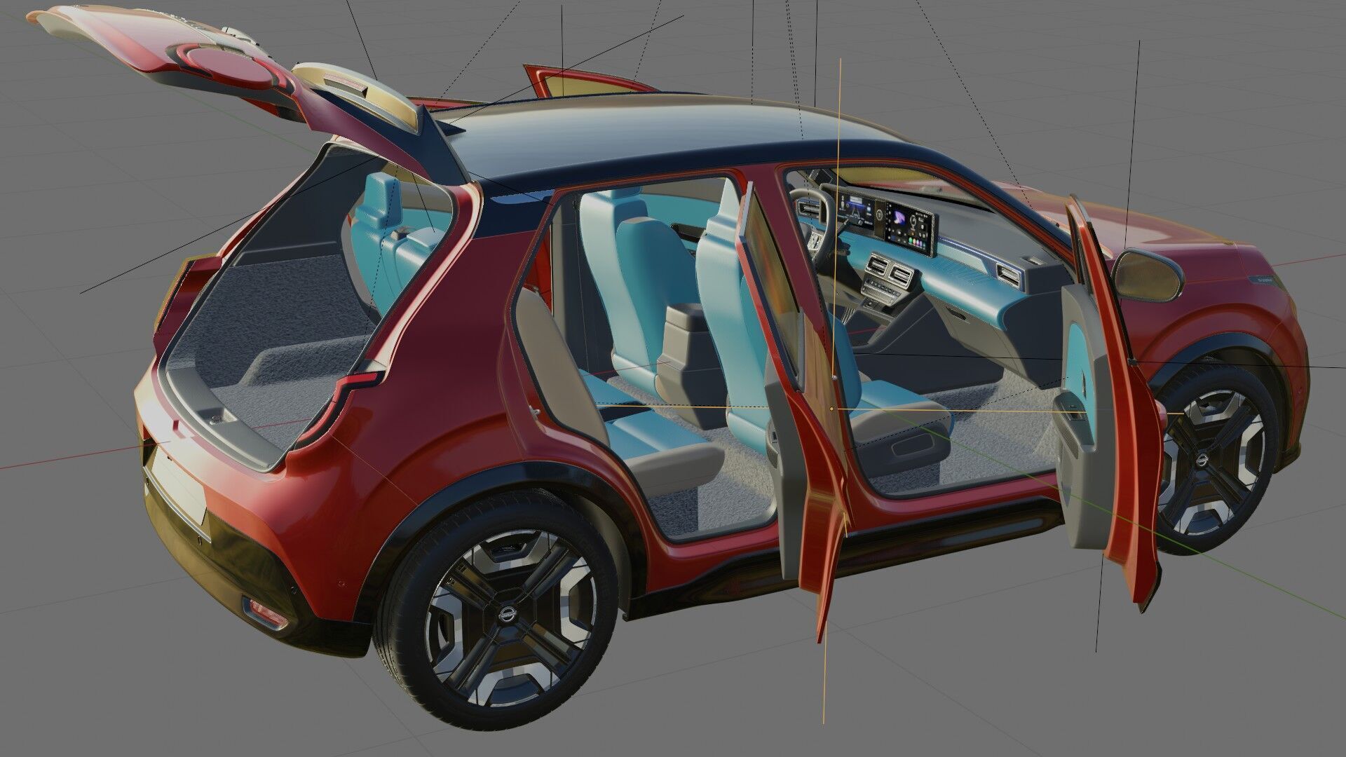 Nissan Micra EV 2026 with interior 3D model_27