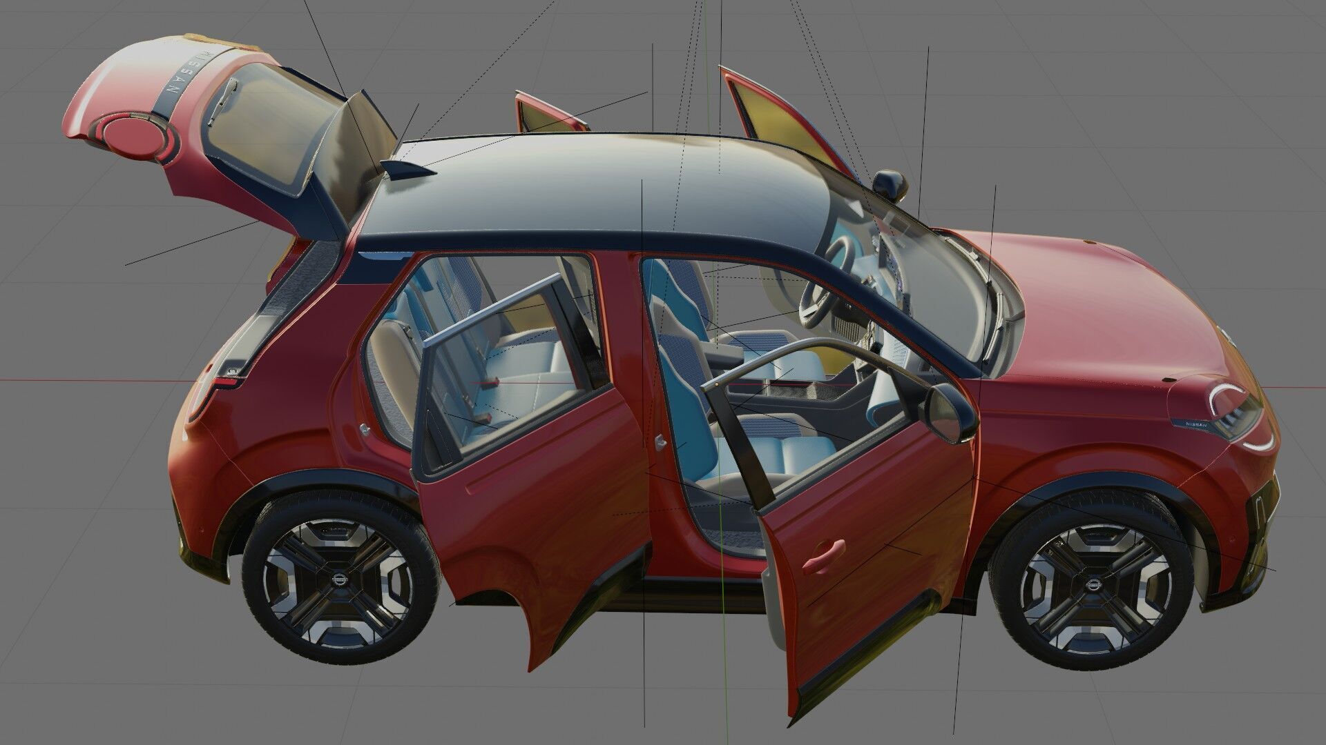 Nissan Micra EV 2026 with interior 3D model_30