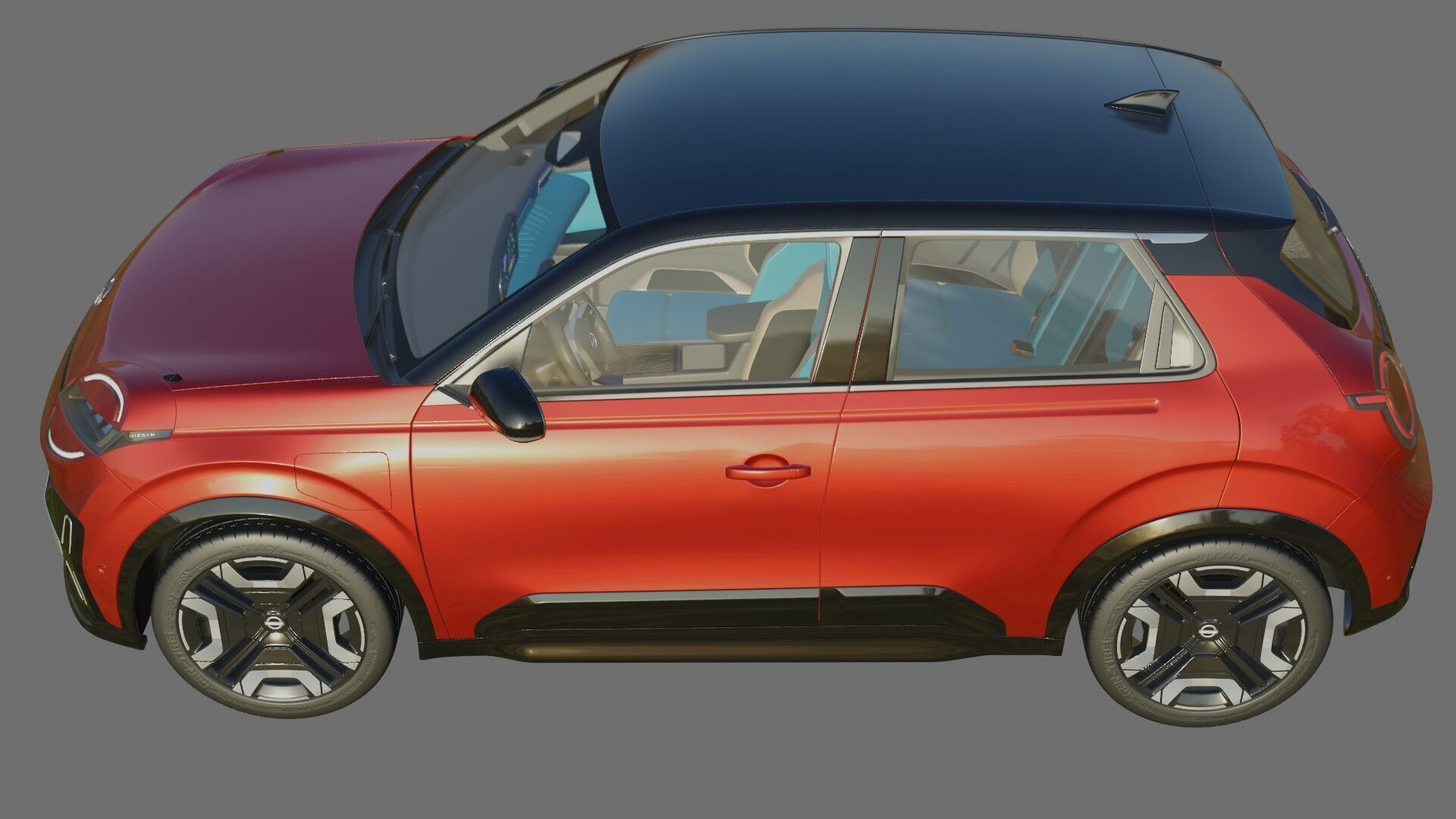 Nissan Micra EV 2026 with interior 3D model_21