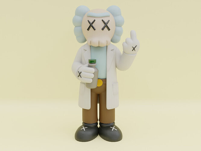 KAWS Rick Sanchez The Scientist Figure Toys Low-poly 3D model