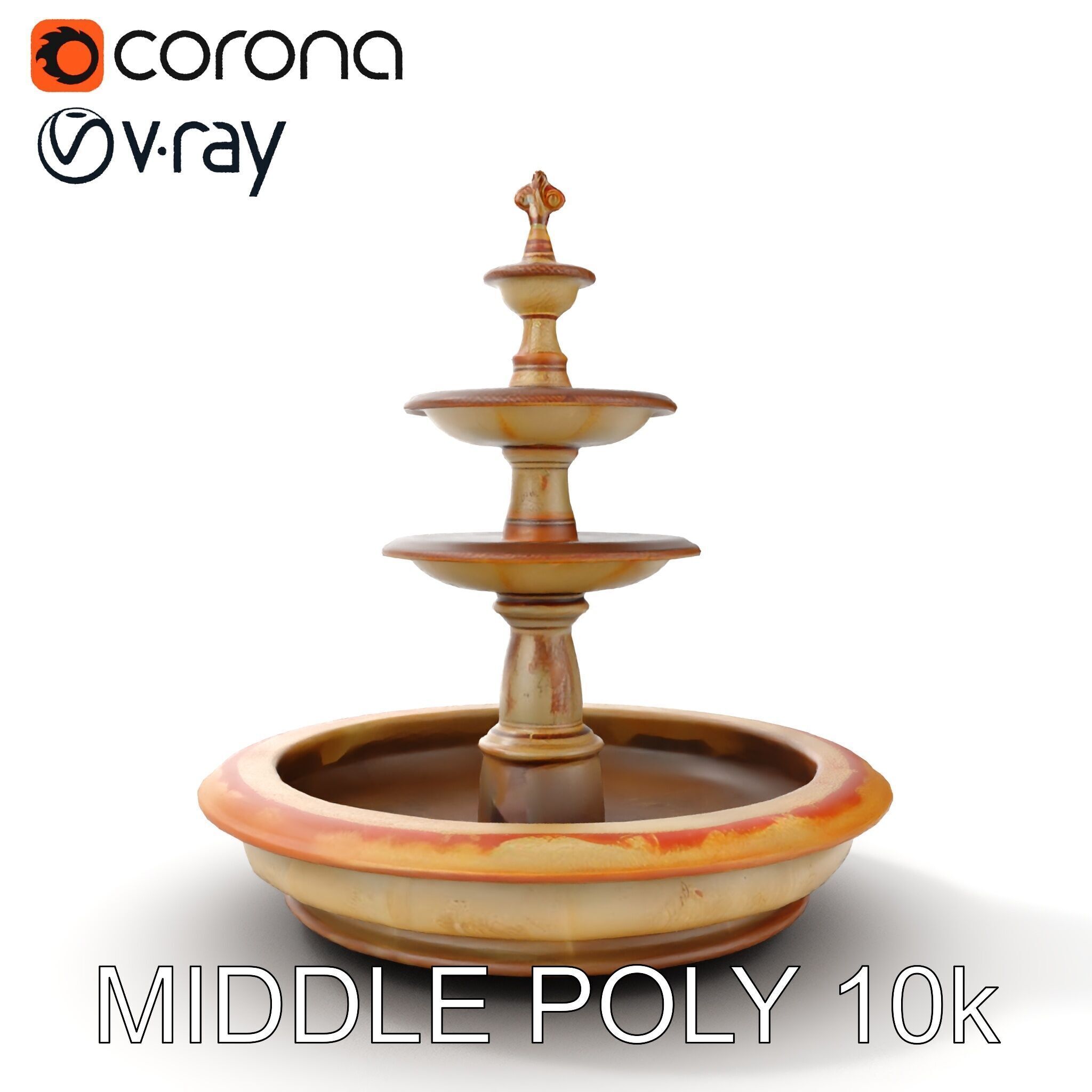 Elegant Tiered Fountain Model Pack Low-poly 3D model_17