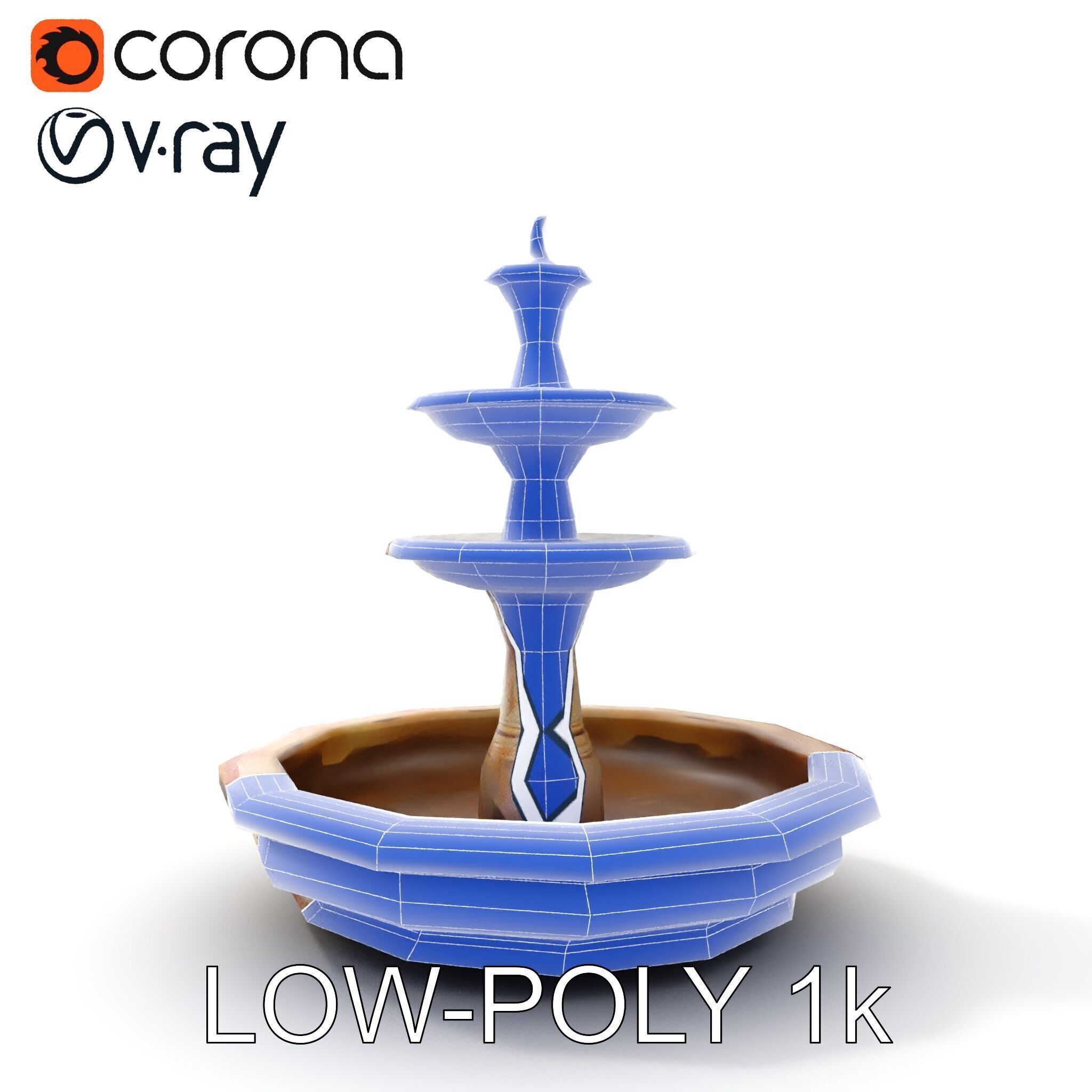 Elegant Tiered Fountain Model Pack Low-poly 3D model_20