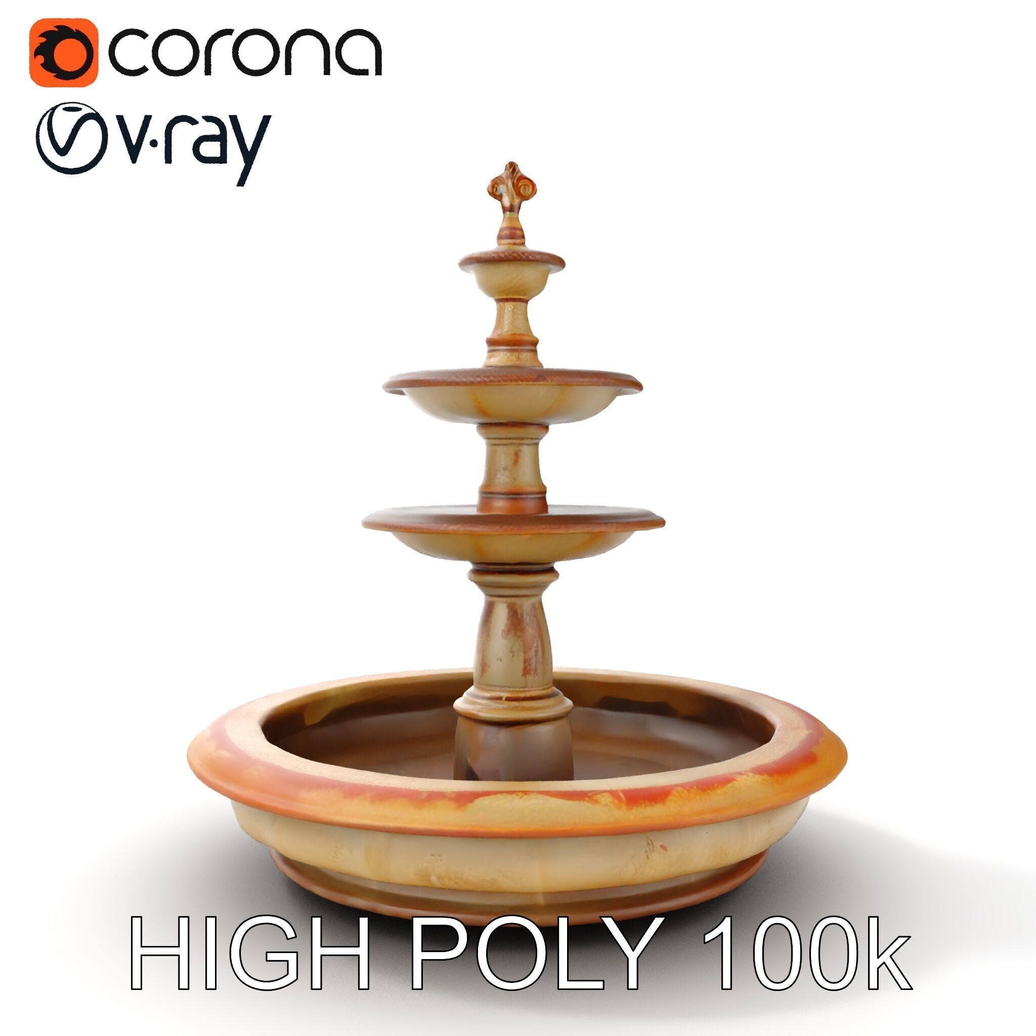 Elegant Tiered Fountain Model Pack Low-poly 3D model_13