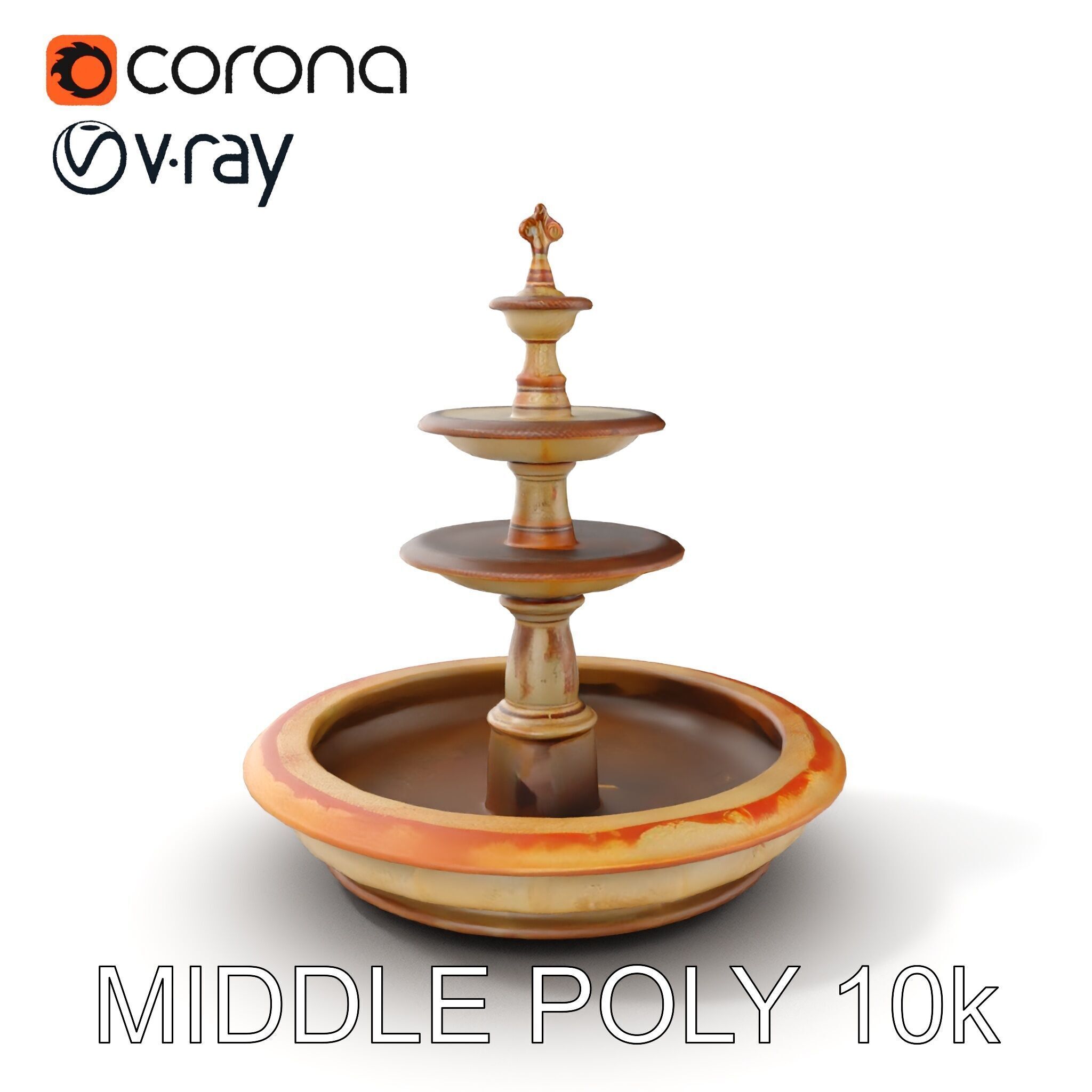 Elegant Tiered Fountain Model Pack Low-poly 3D model_6