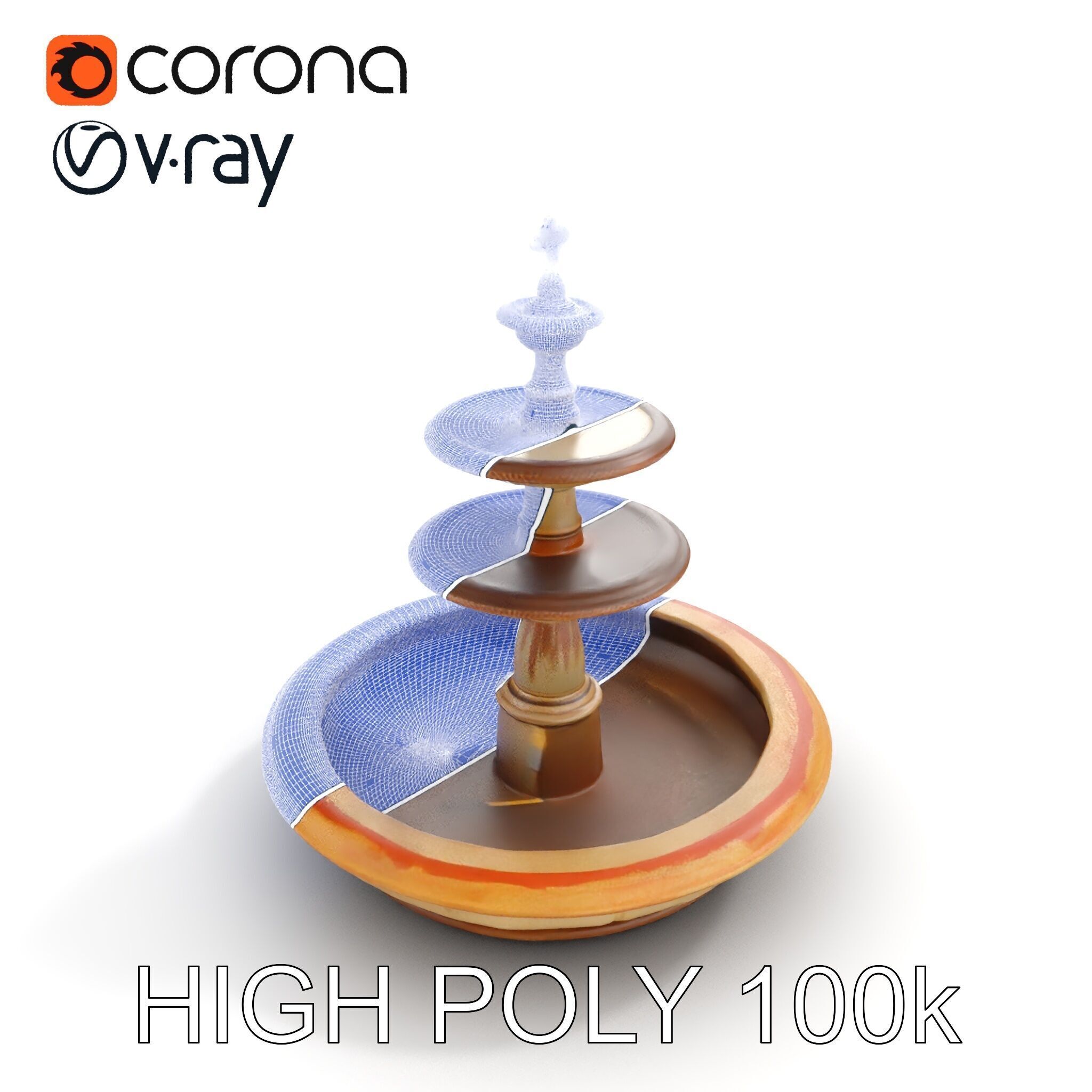 Elegant Tiered Fountain Model Pack Low-poly 3D model_32