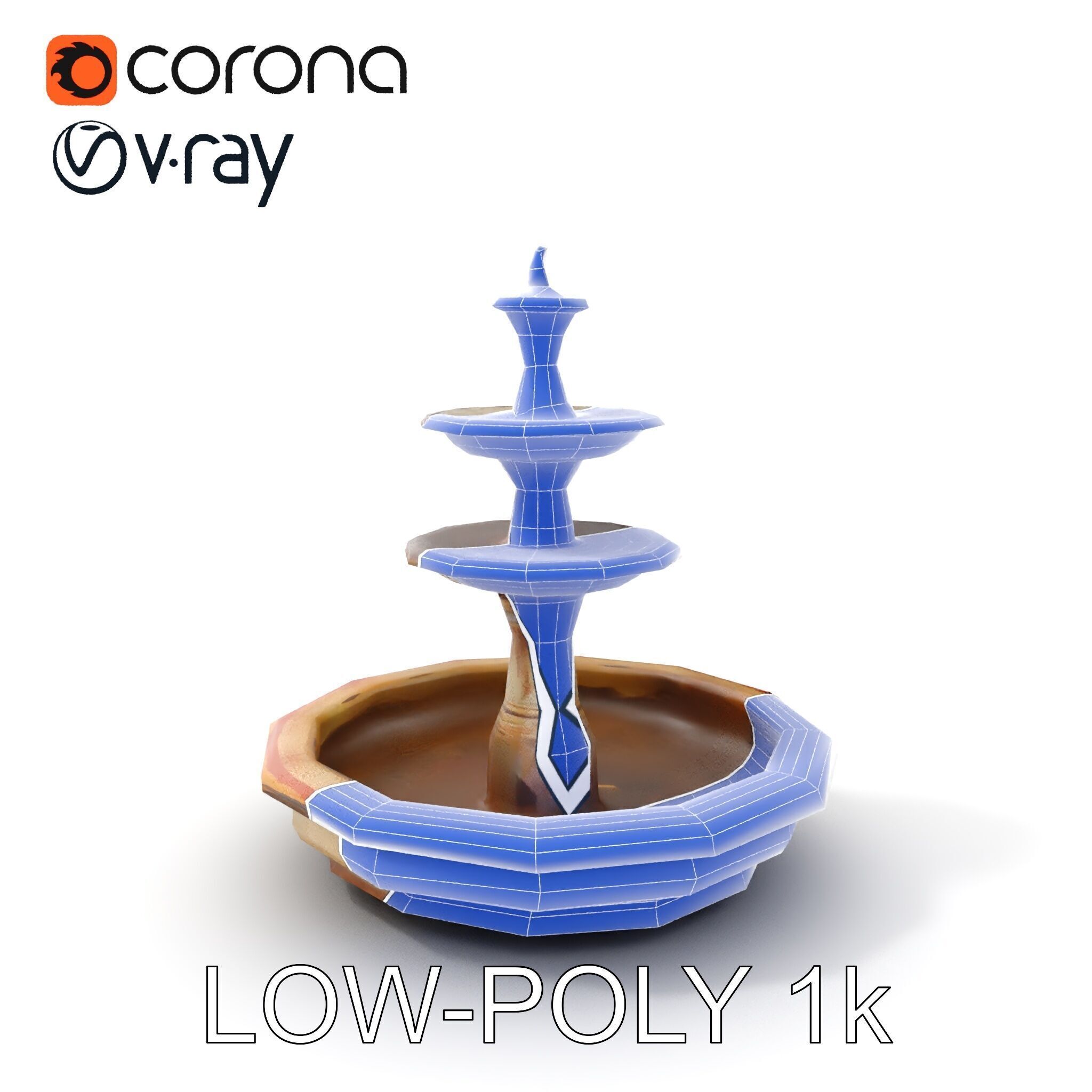 Elegant Tiered Fountain Model Pack Low-poly 3D model_26