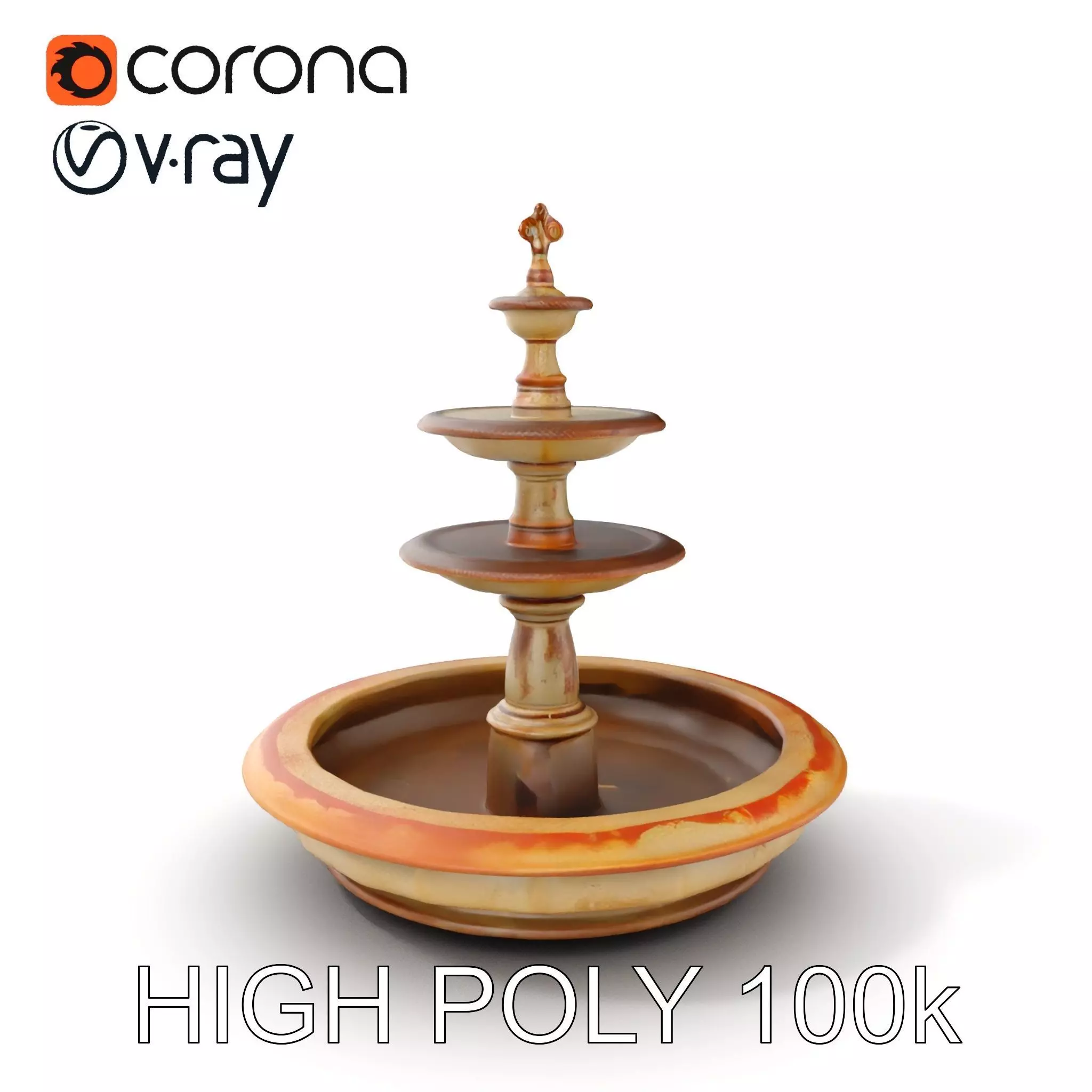 Elegant Tiered Fountain Model Pack Low-poly 3D model_0