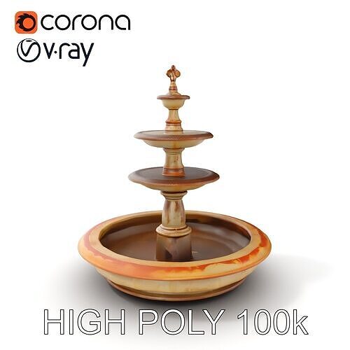 Elegant Tiered Fountain Model Pack Low-poly 3D model