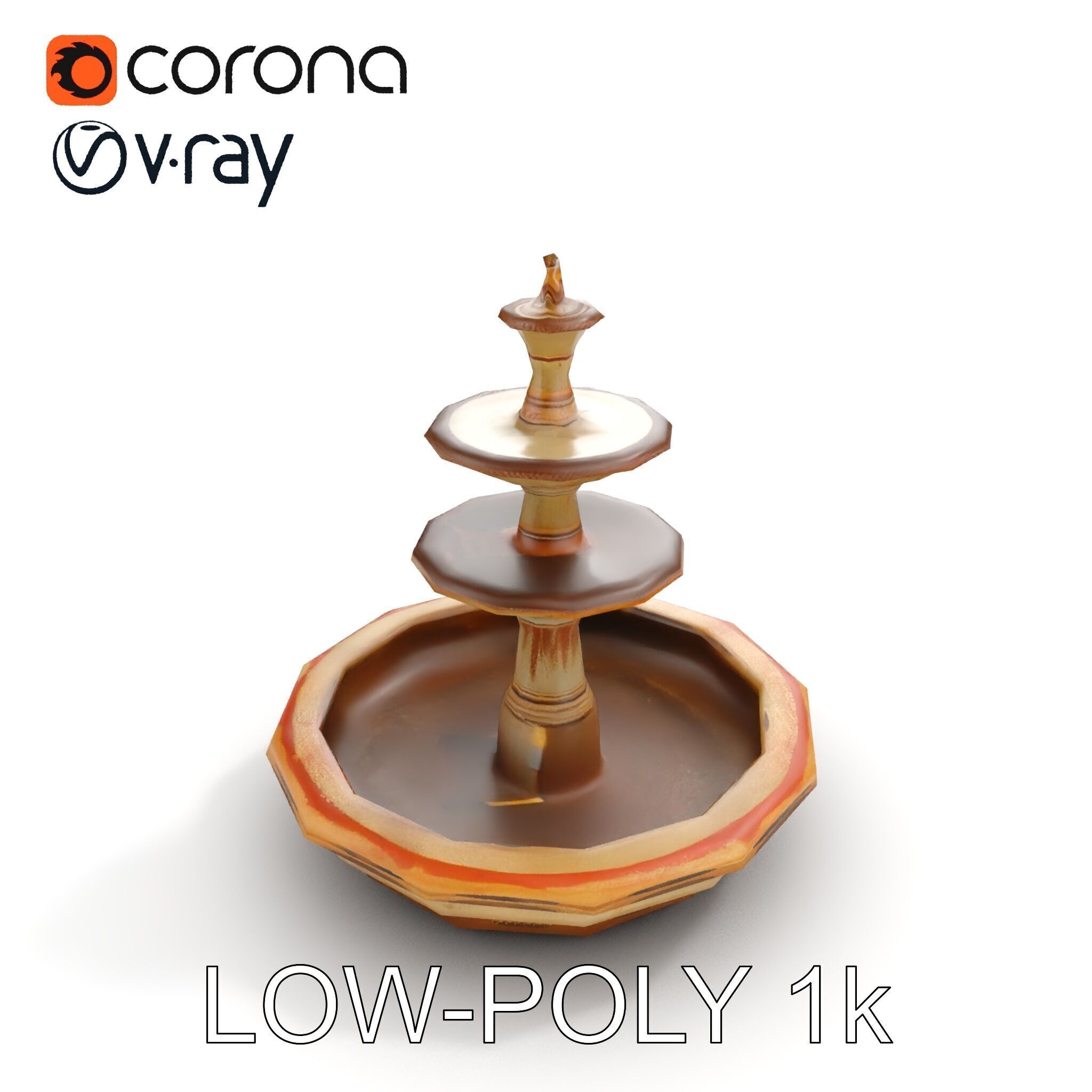 Elegant Tiered Fountain Model Pack Low-poly 3D model_9