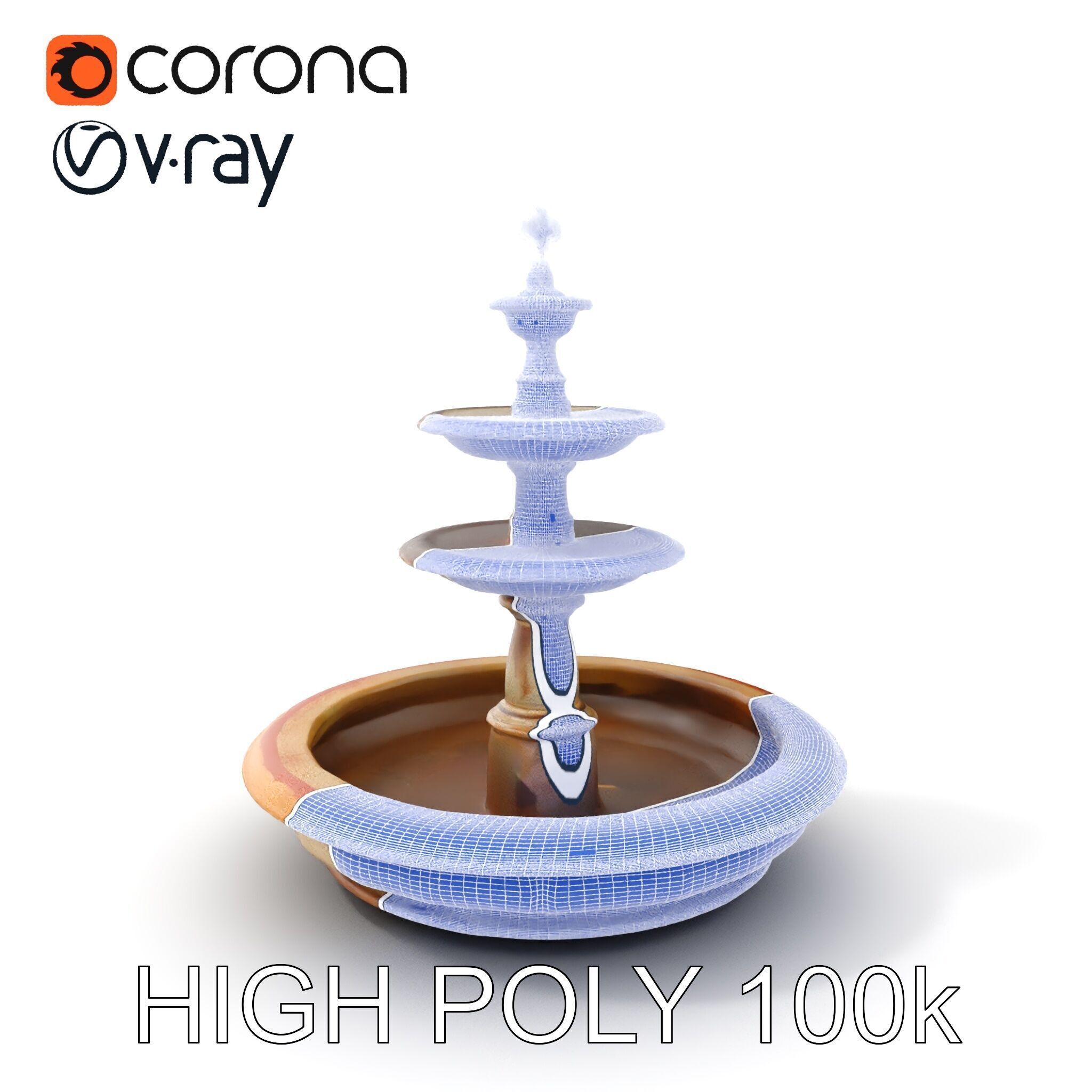 Elegant Tiered Fountain Model Pack Low-poly 3D model_4