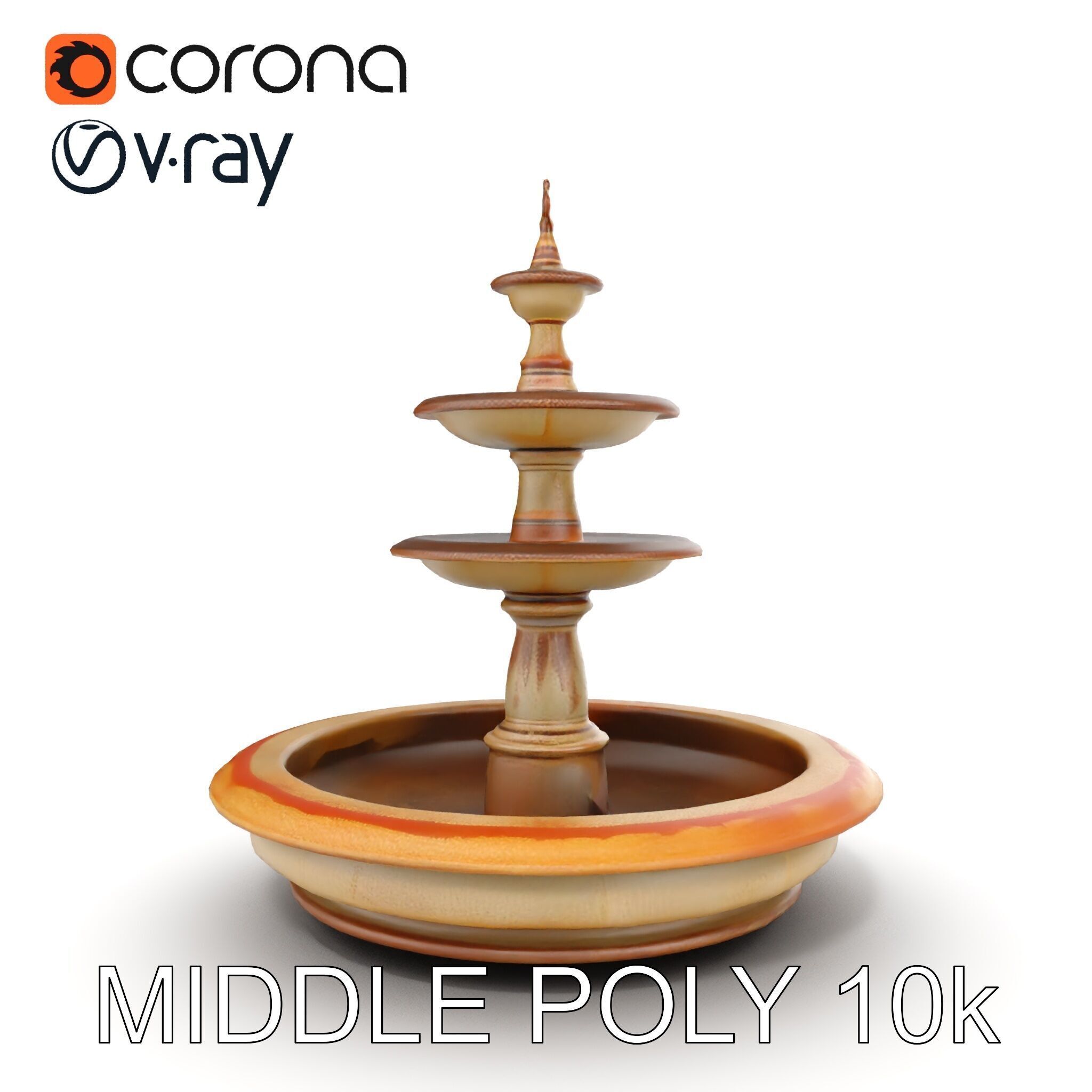 Elegant Tiered Fountain Model Pack Low-poly 3D model_30