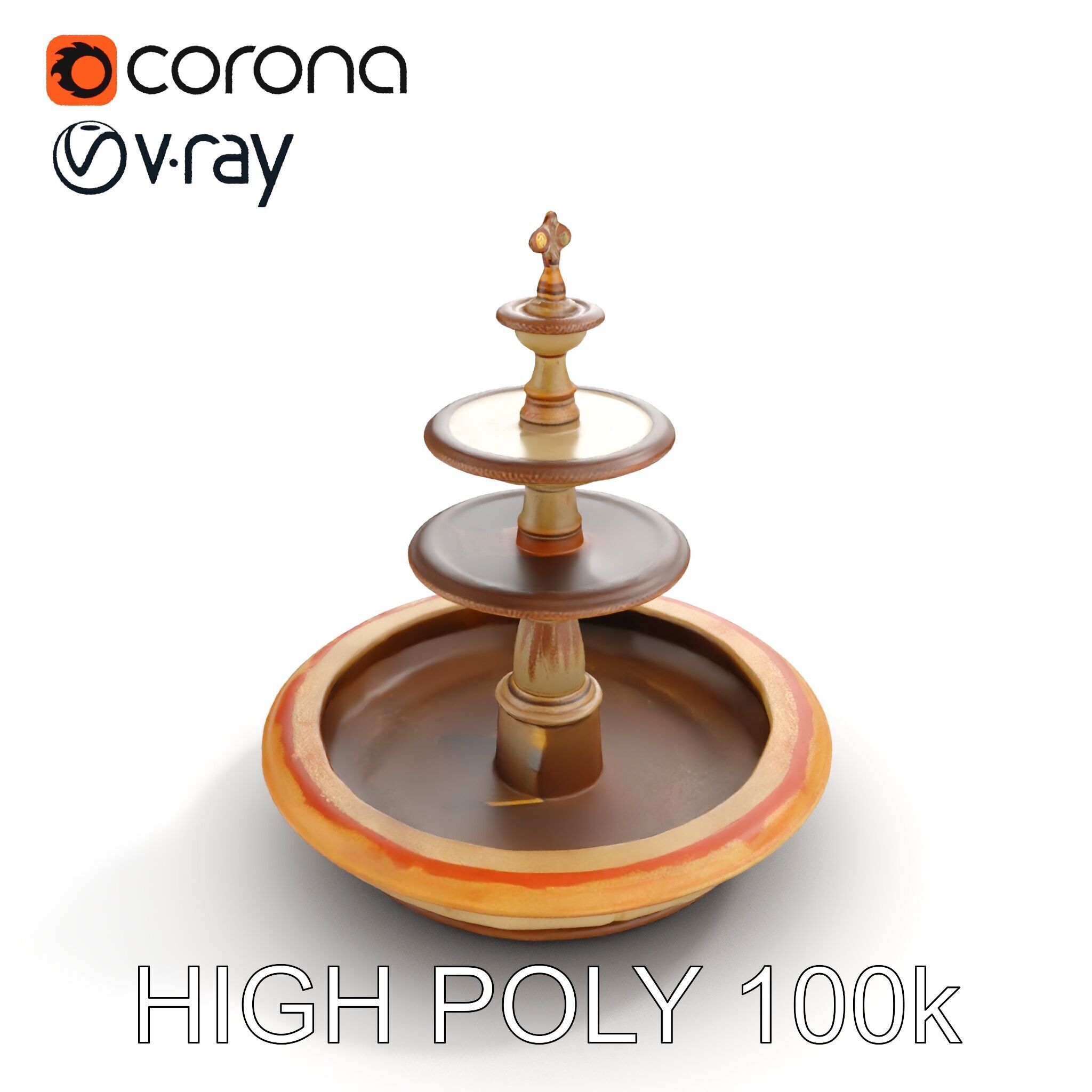 Elegant Tiered Fountain Model Pack Low-poly 3D model_21