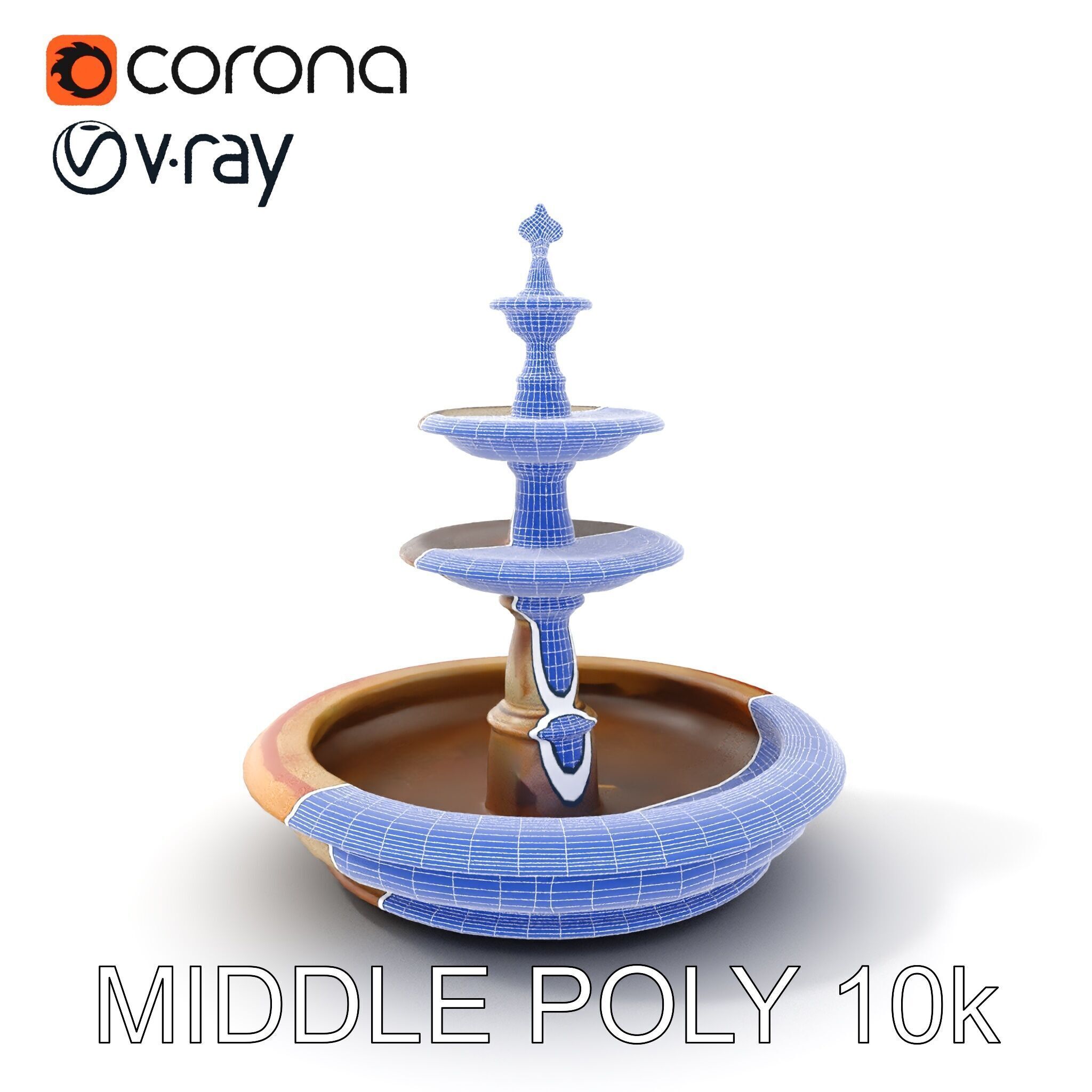 Elegant Tiered Fountain Model Pack Low-poly 3D model_14