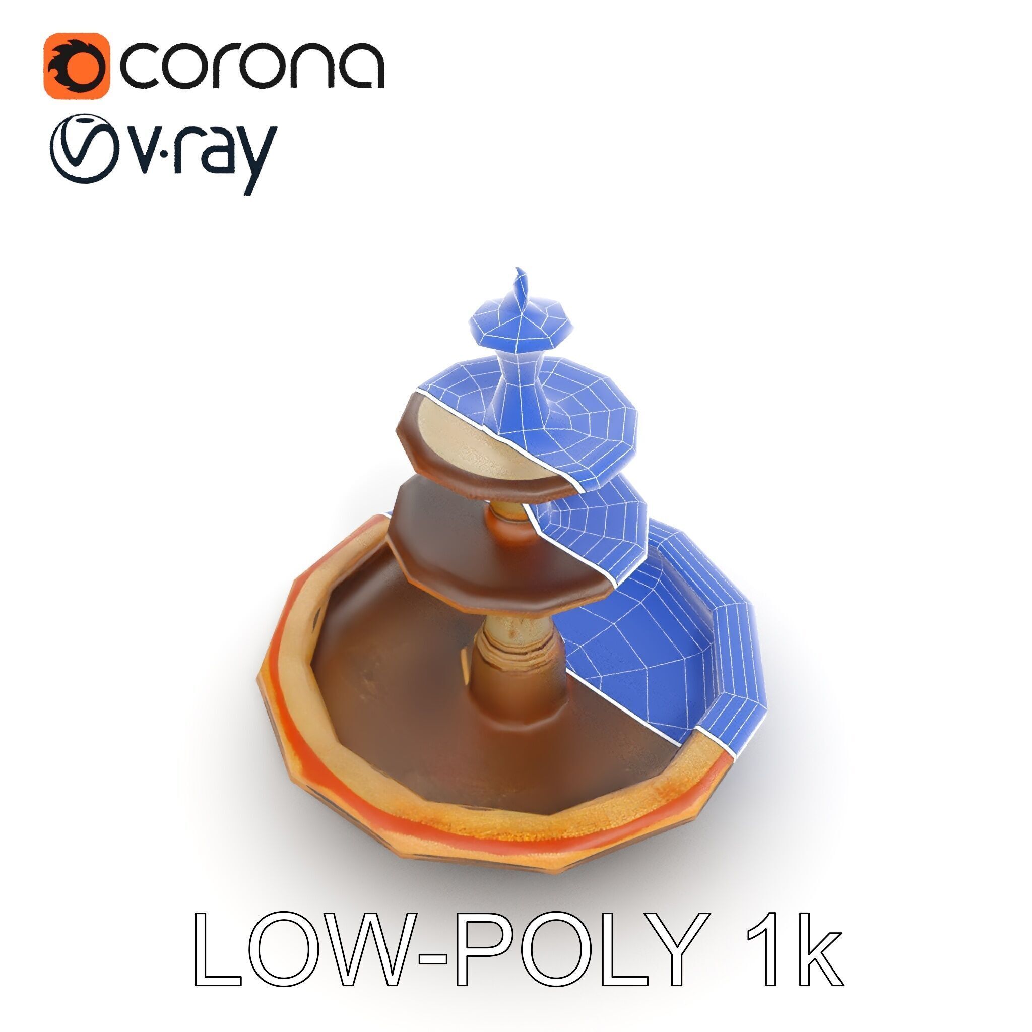 Elegant Tiered Fountain Model Pack Low-poly 3D model_31