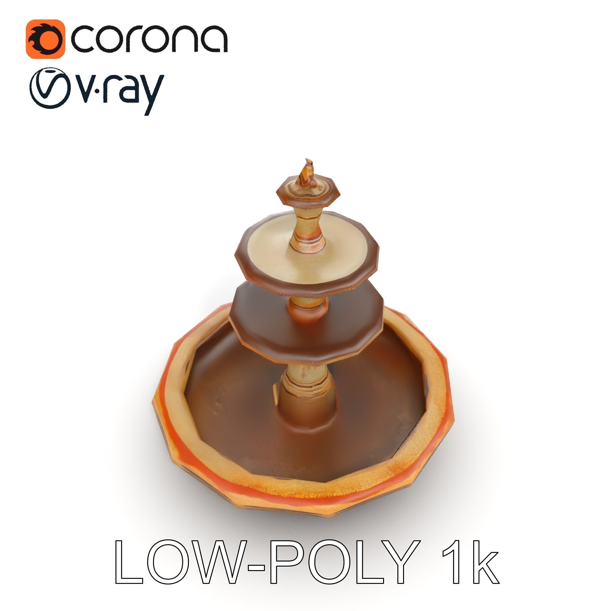 Elegant Tiered Fountain Model Pack Low-poly 3D model_12