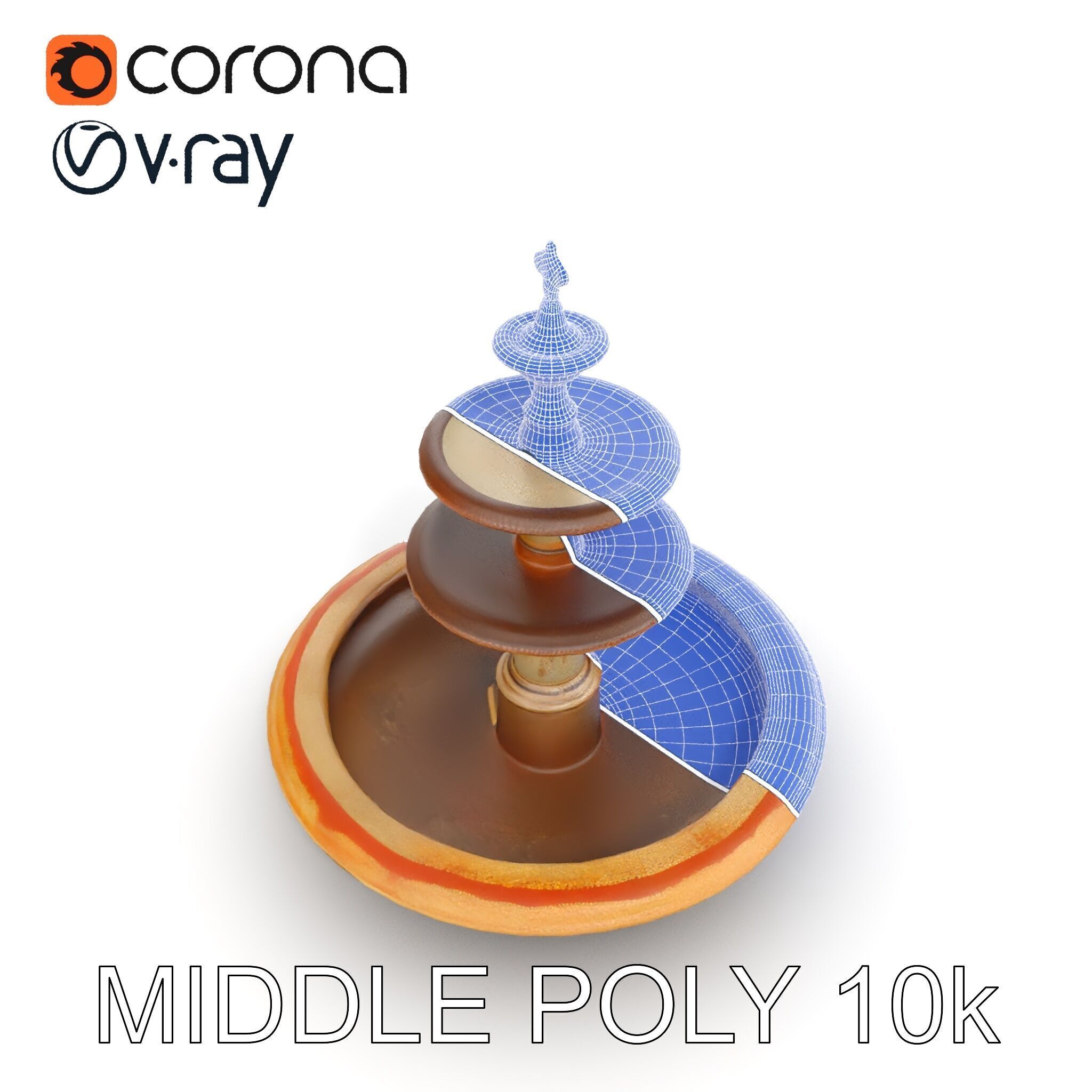 Elegant Tiered Fountain Model Pack Low-poly 3D model_19