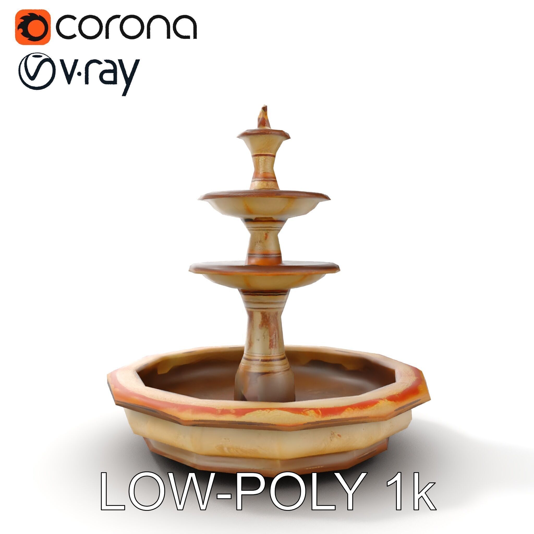 Elegant Tiered Fountain Model Pack Low-poly 3D model_18