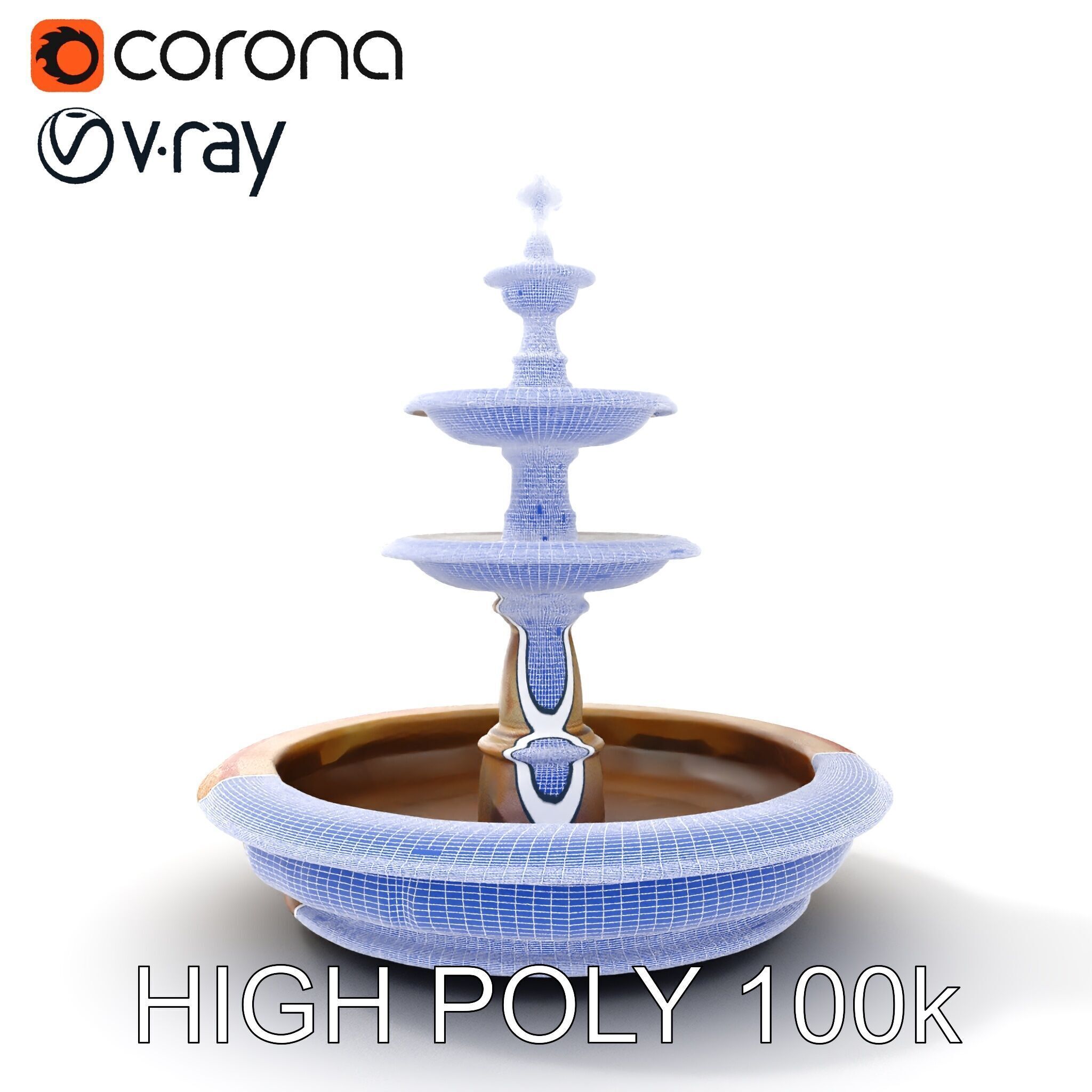 Elegant Tiered Fountain Model Pack Low-poly 3D model_27