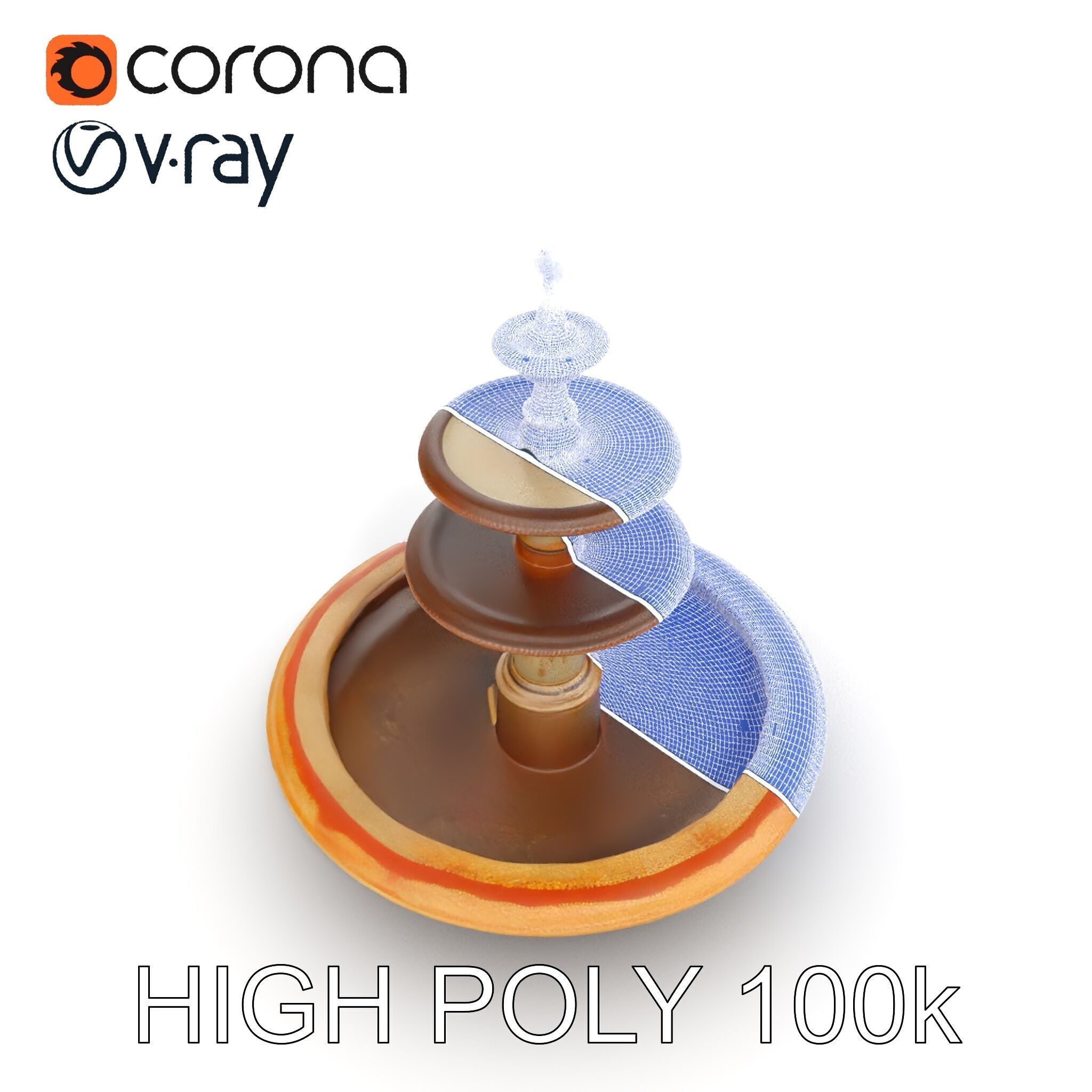 Elegant Tiered Fountain Model Pack Low-poly 3D model_24