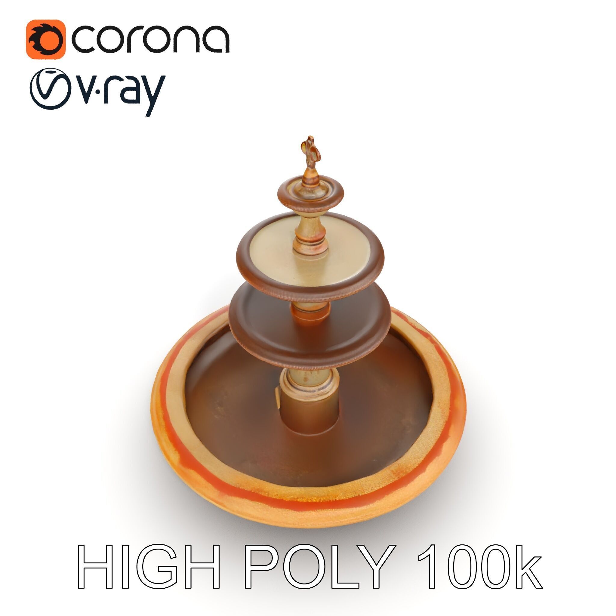 Elegant Tiered Fountain Model Pack Low-poly 3D model_16
