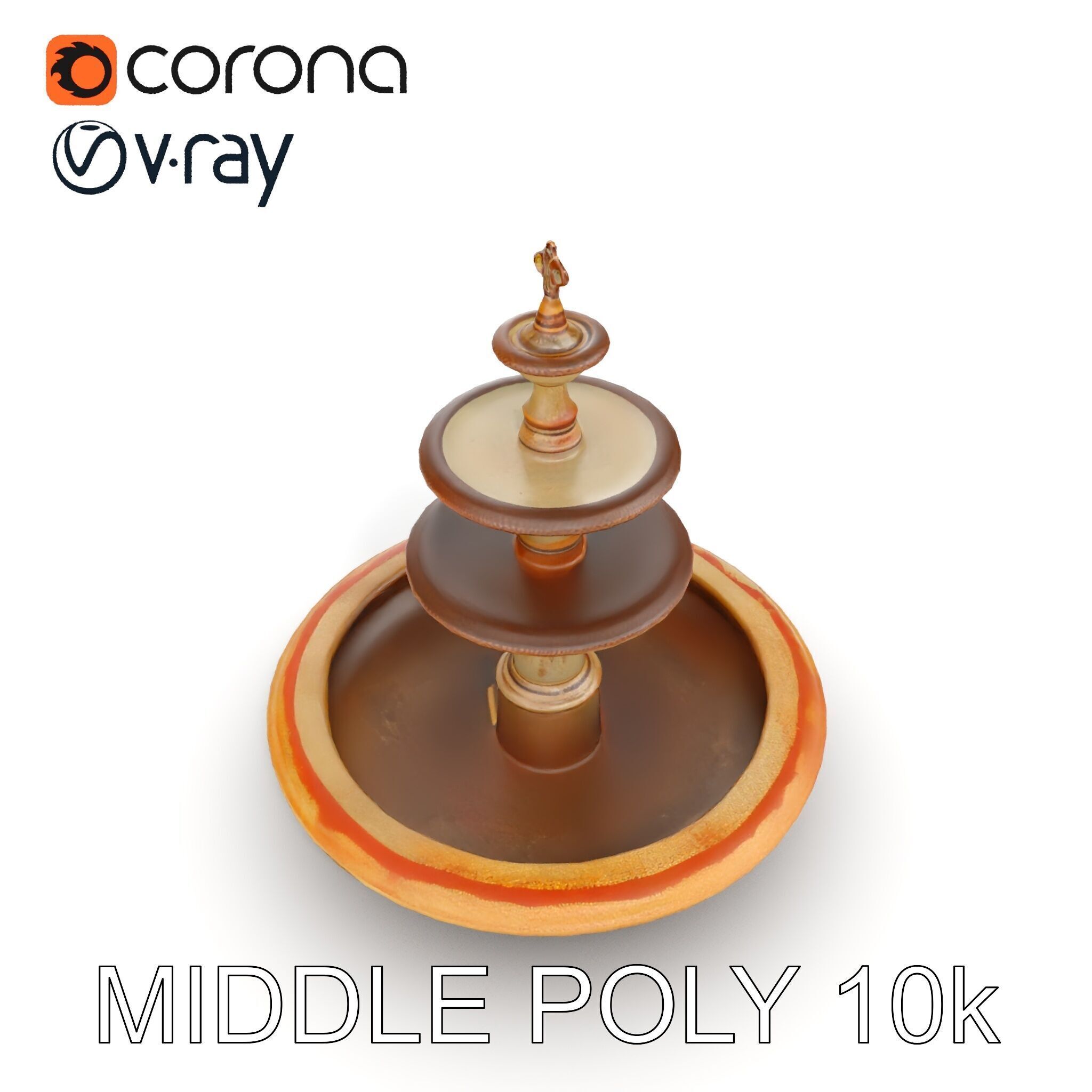 Elegant Tiered Fountain Model Pack Low-poly 3D model_11