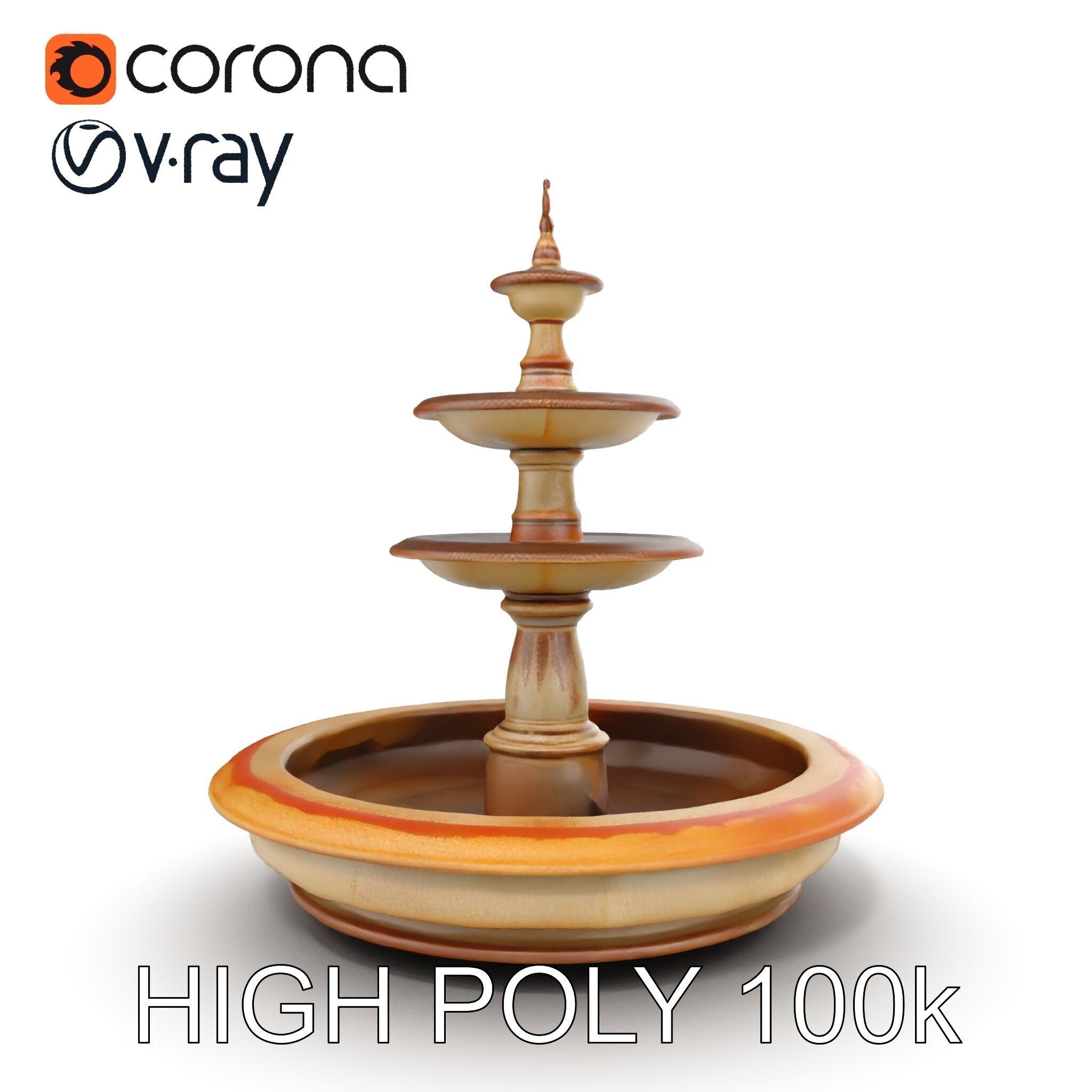 Elegant Tiered Fountain Model Pack Low-poly 3D model_10