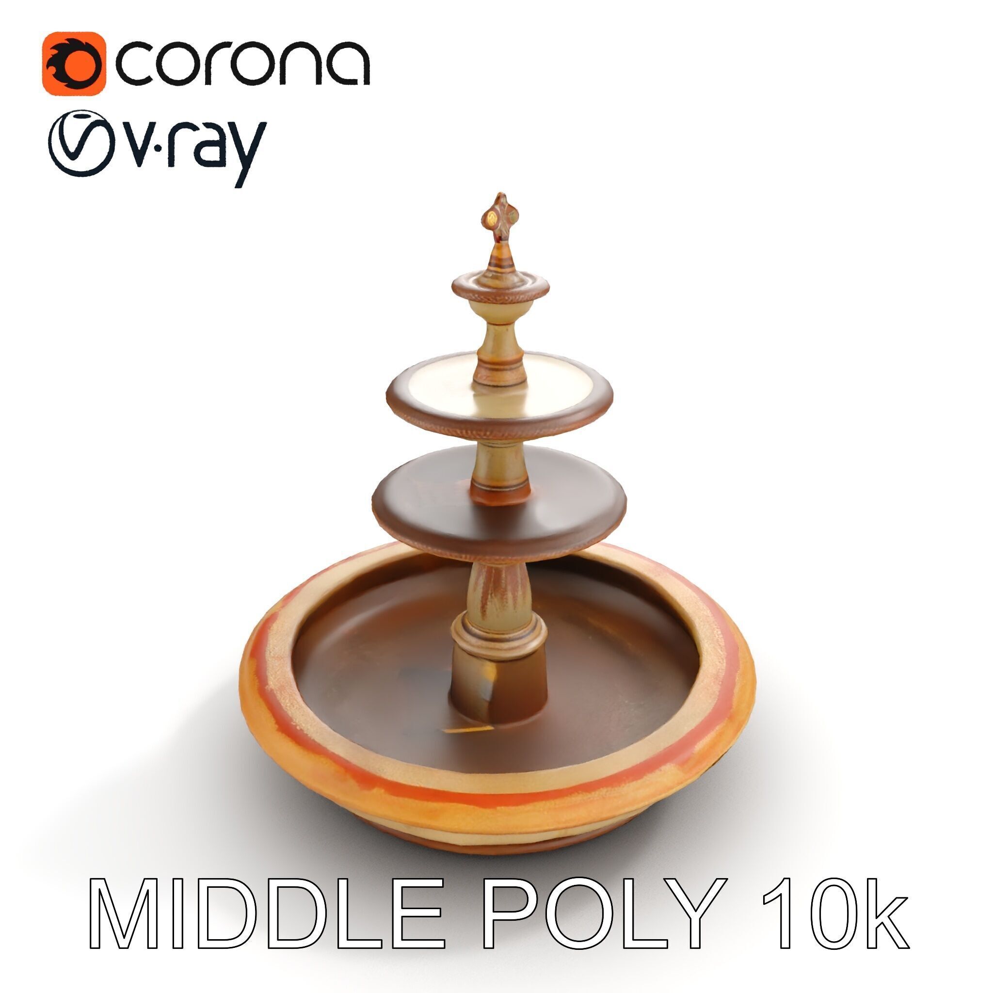 Elegant Tiered Fountain Model Pack Low-poly 3D model_8
